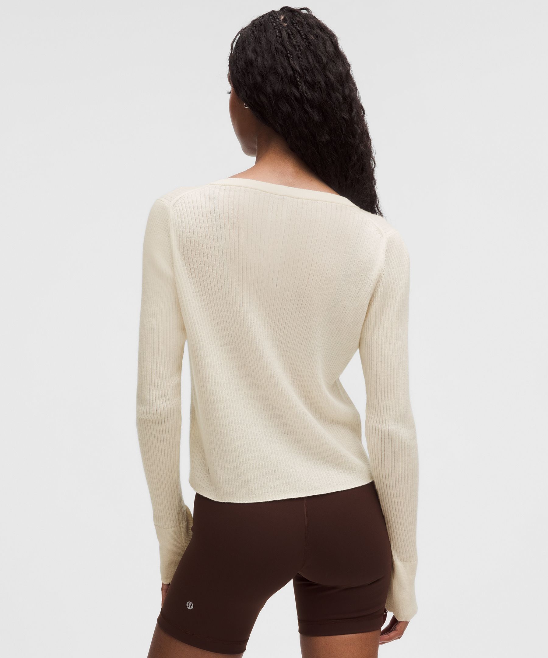 Lululemon Cashmere Scalloped Cuff Cardigan