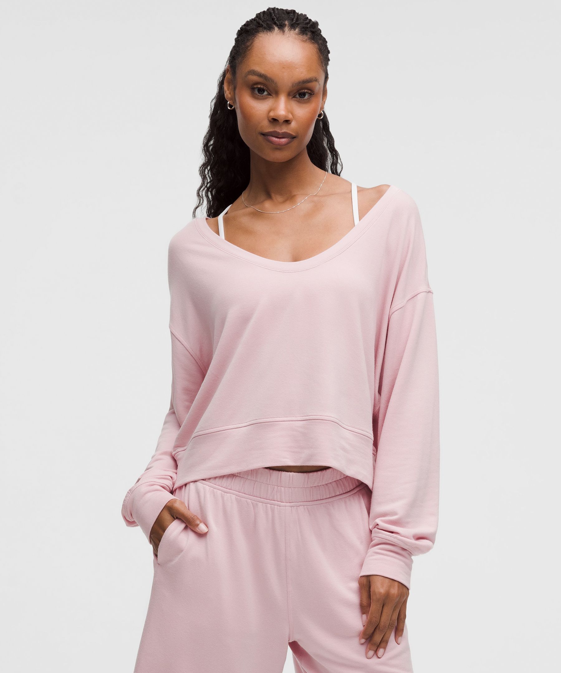 BeCalm Scoop-Neck Pullover - Pink