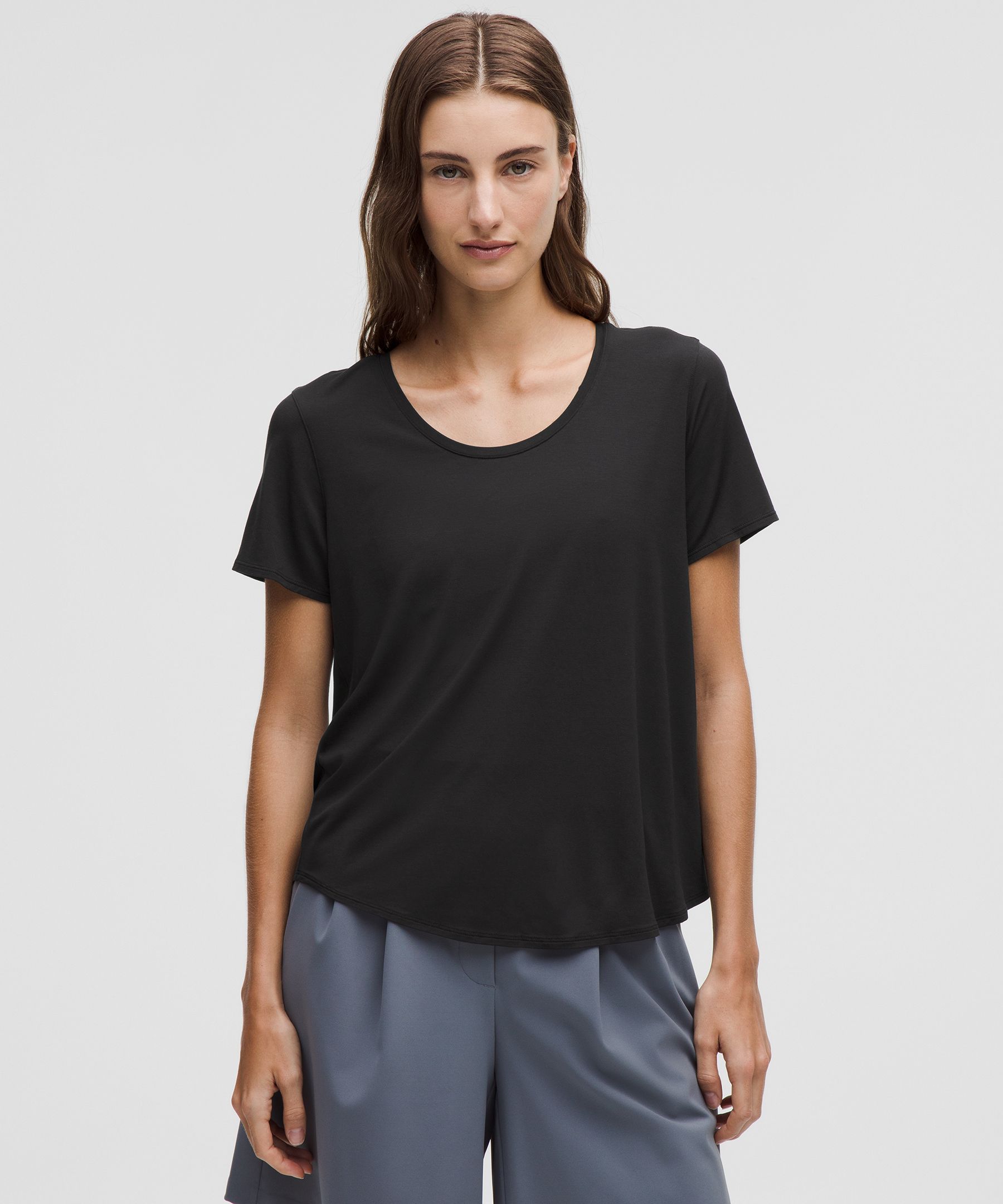 Modal-Silk Twist-Back Short-Sleeve Shirt - Black