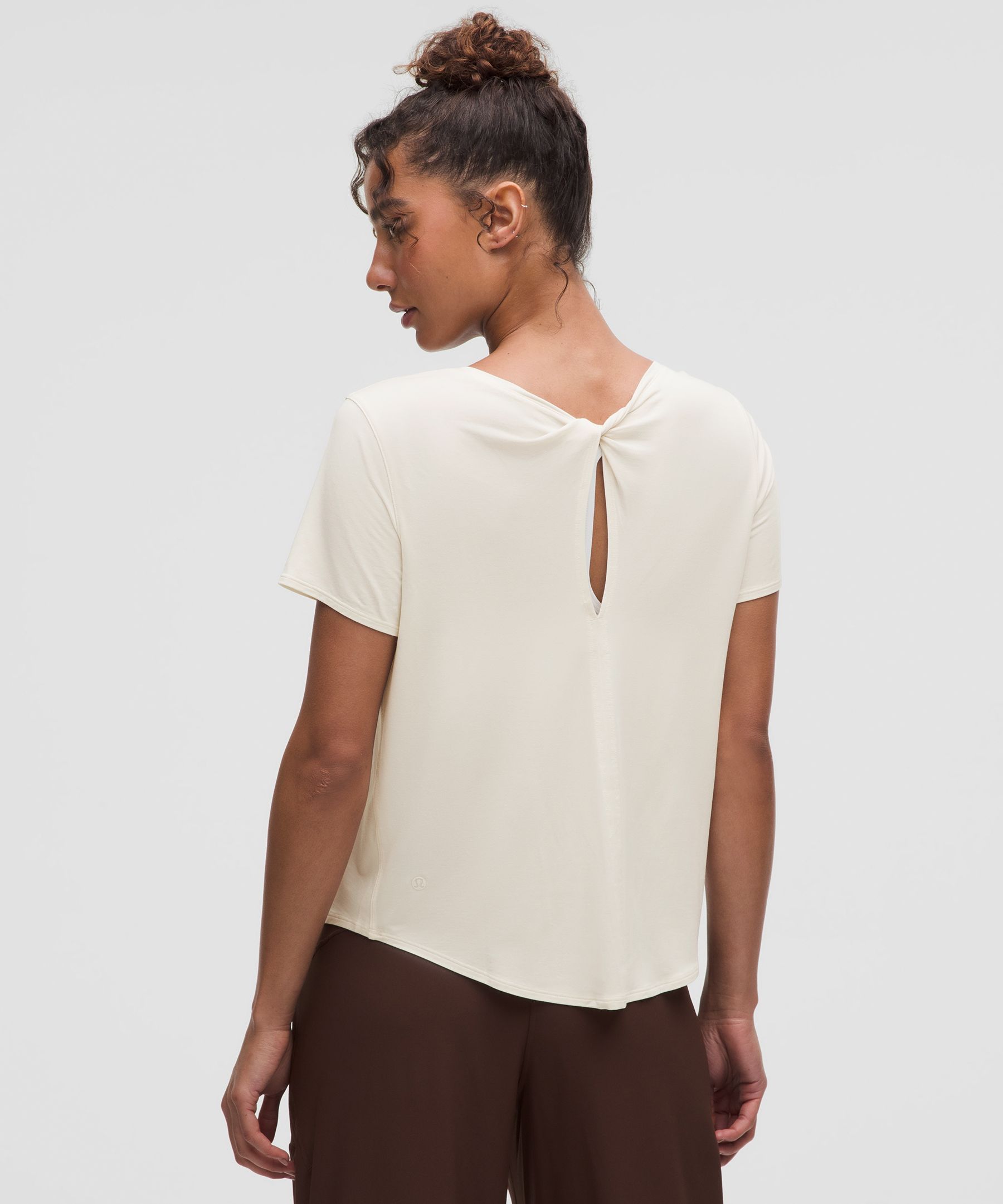 Modal-Silk Twist-Back Short-Sleeve Shirt