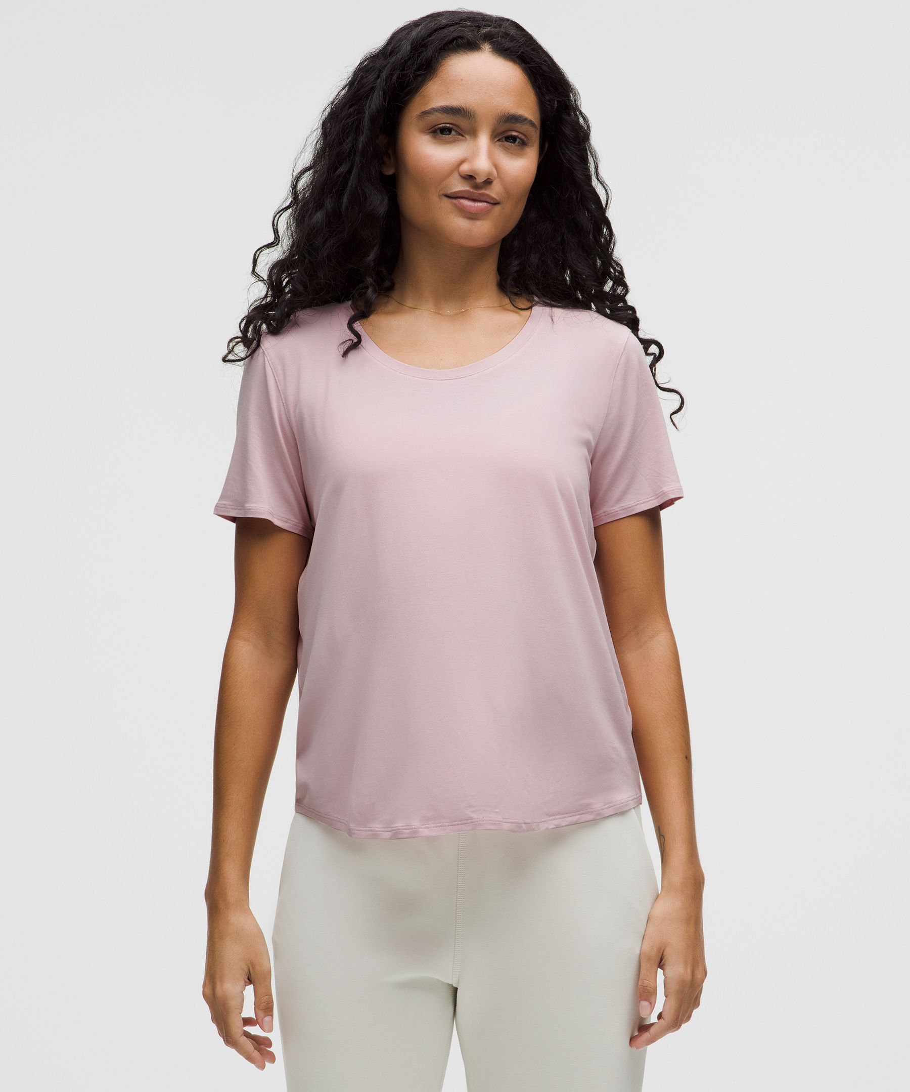 Modal-Silk Twist-Back Short-Sleeve Shirt