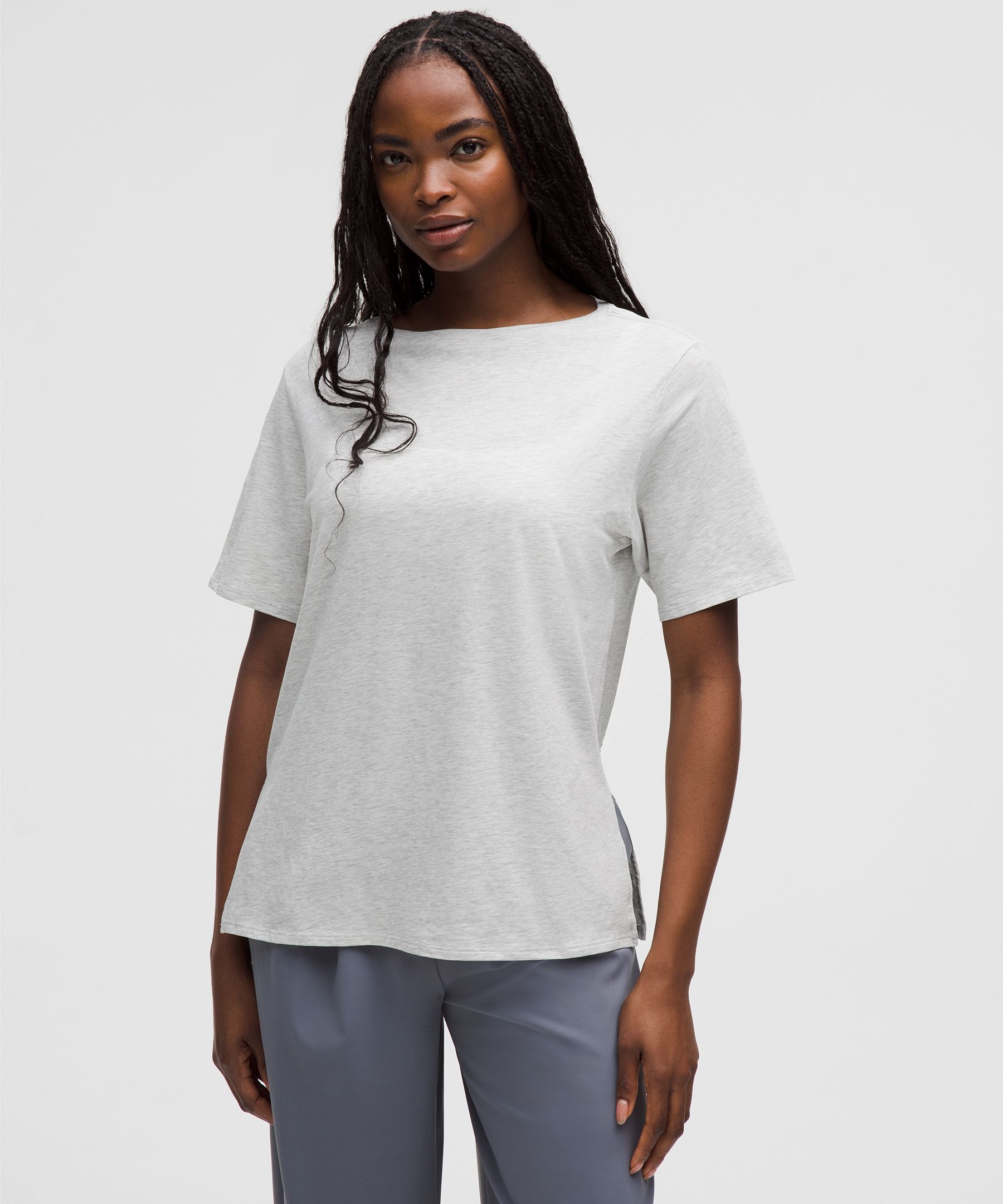 Relaxed-Fit Boatneck T-Shirt - Grey,Neutral