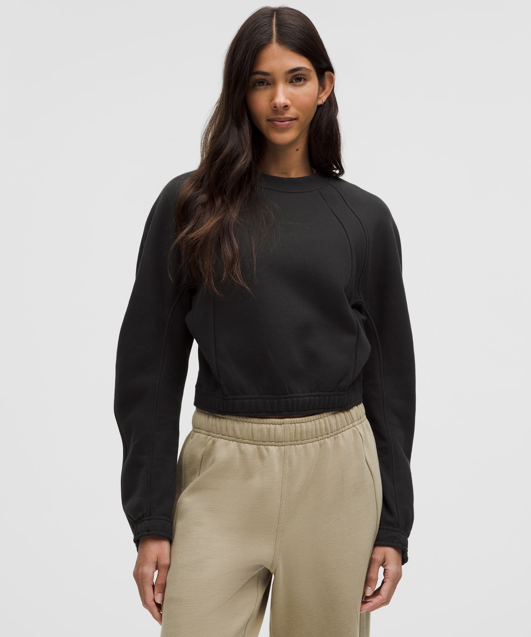 Scuba Cropped Relaxed Crewneck - Black,Neutral