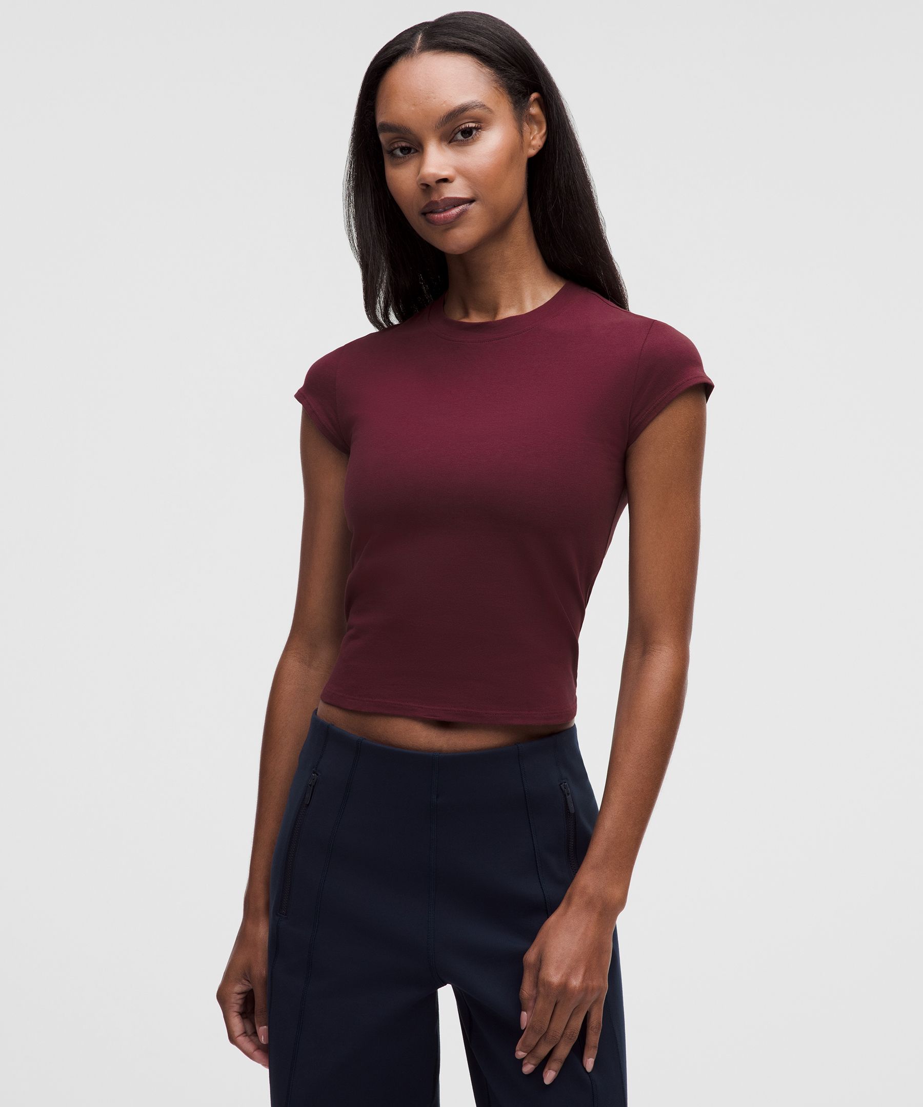 lululemon – Women’s Organic Baby Tee – Color Burgundy/Red – Size XL