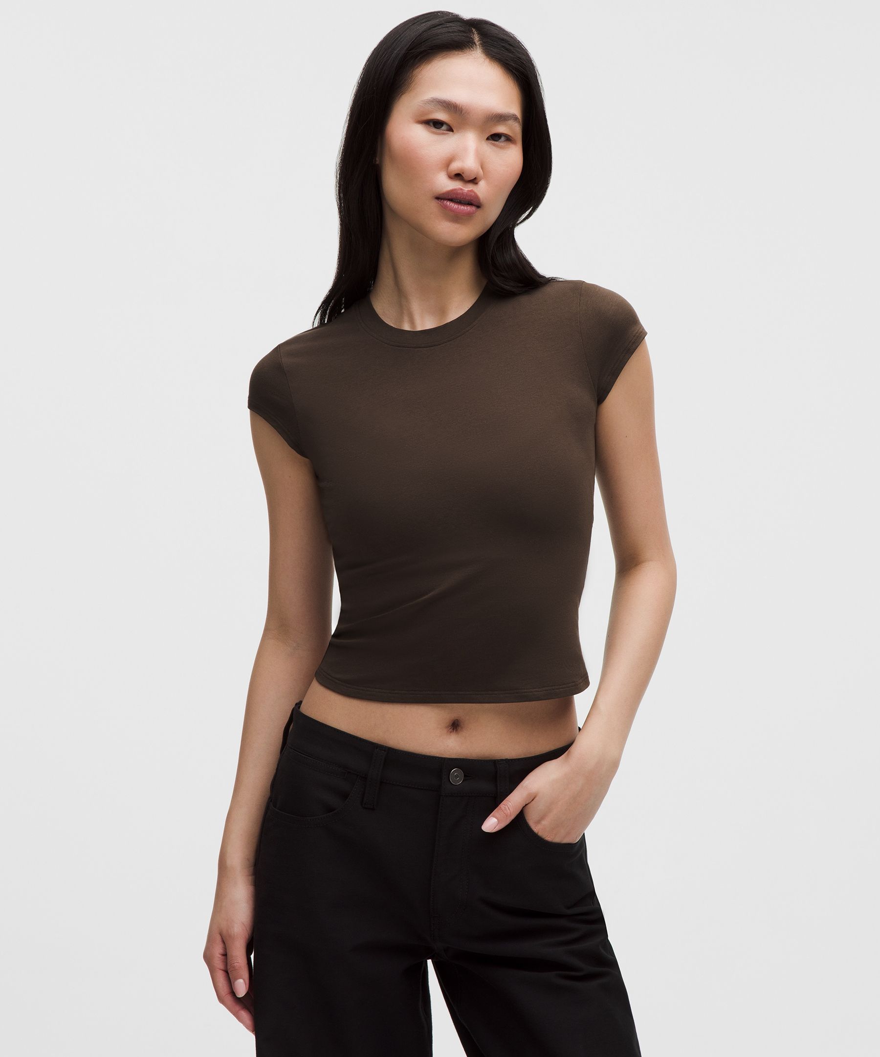 All It Takes バックツイスト リブ半袖シャツ | ショートスリーブ