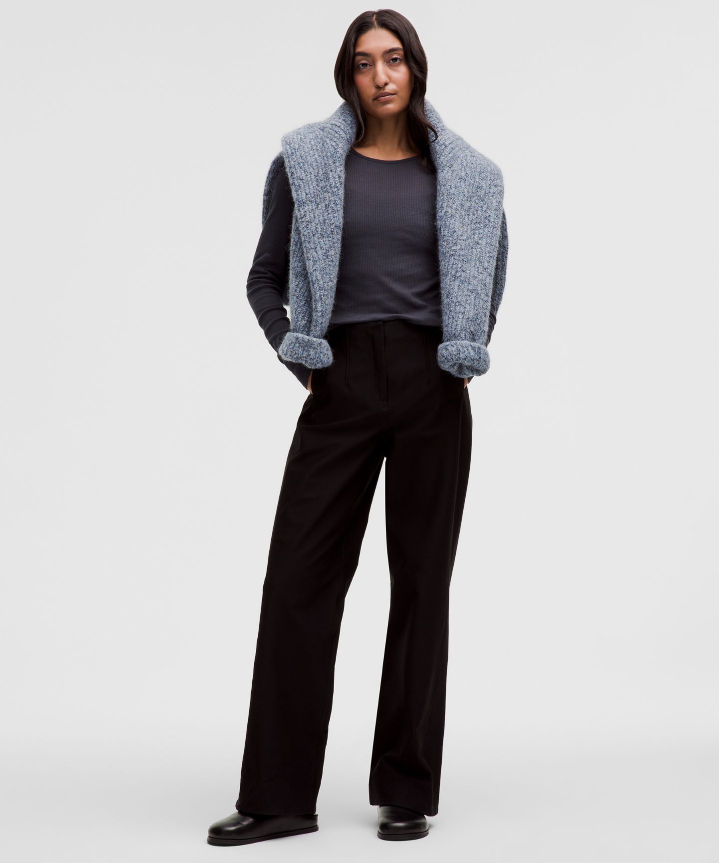 Женская рубашка Lululemon Sheer Cotton Ribbed Crewneck Long-Sleeve Shirt, цвет: Чёрный ночной — фото 2