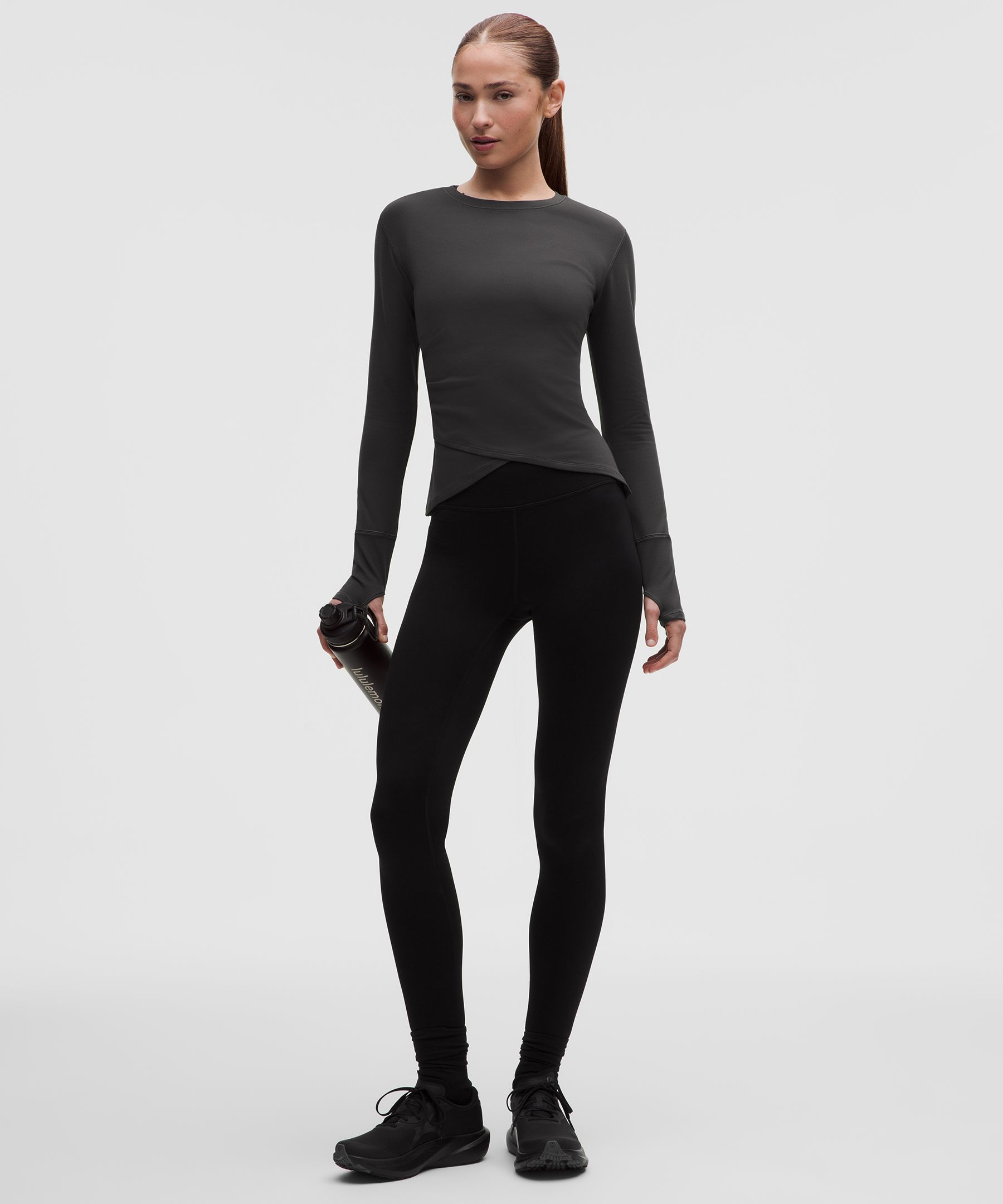 Rulu Gathered-Waist Long-Sleeve Running Top