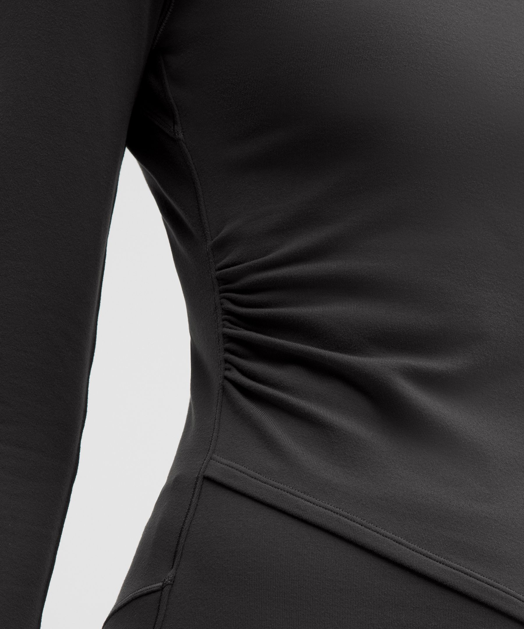 Rulu Gathered-Waist Long-Sleeve Running Top