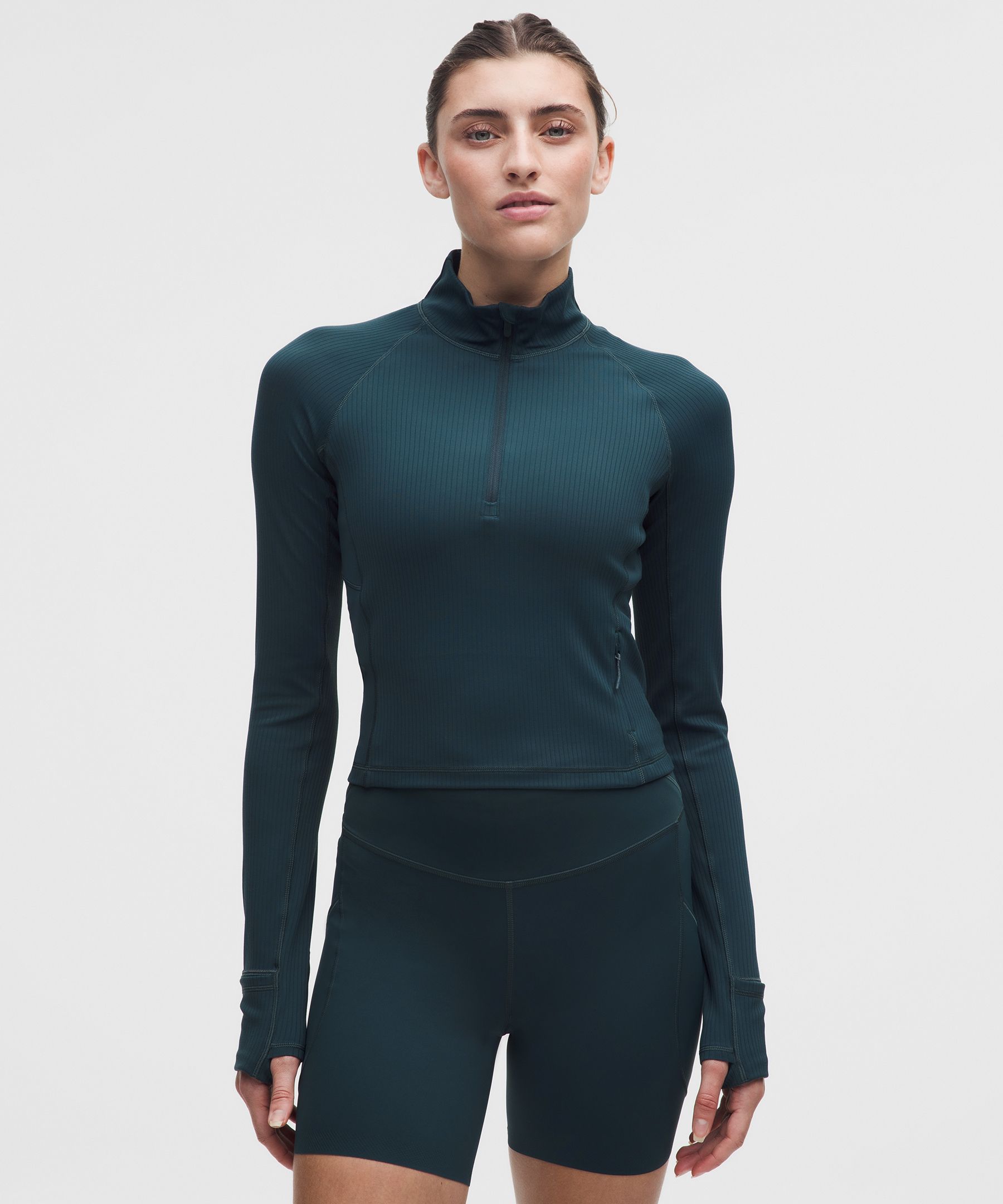 Lululemon It's Rulu Ribbed Cropped Half Zip