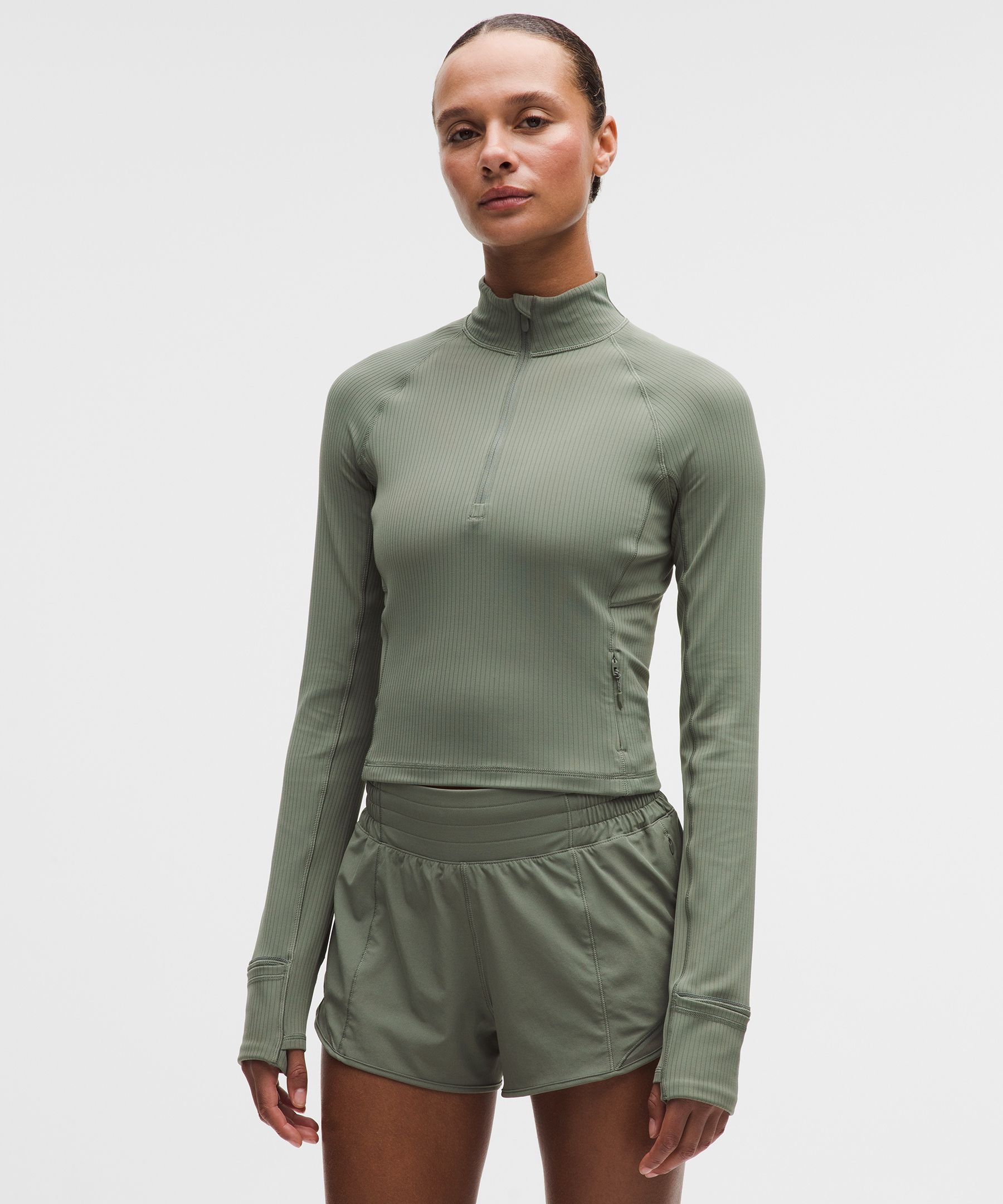 It's Rulu Ribbed Cropped Half Zip 