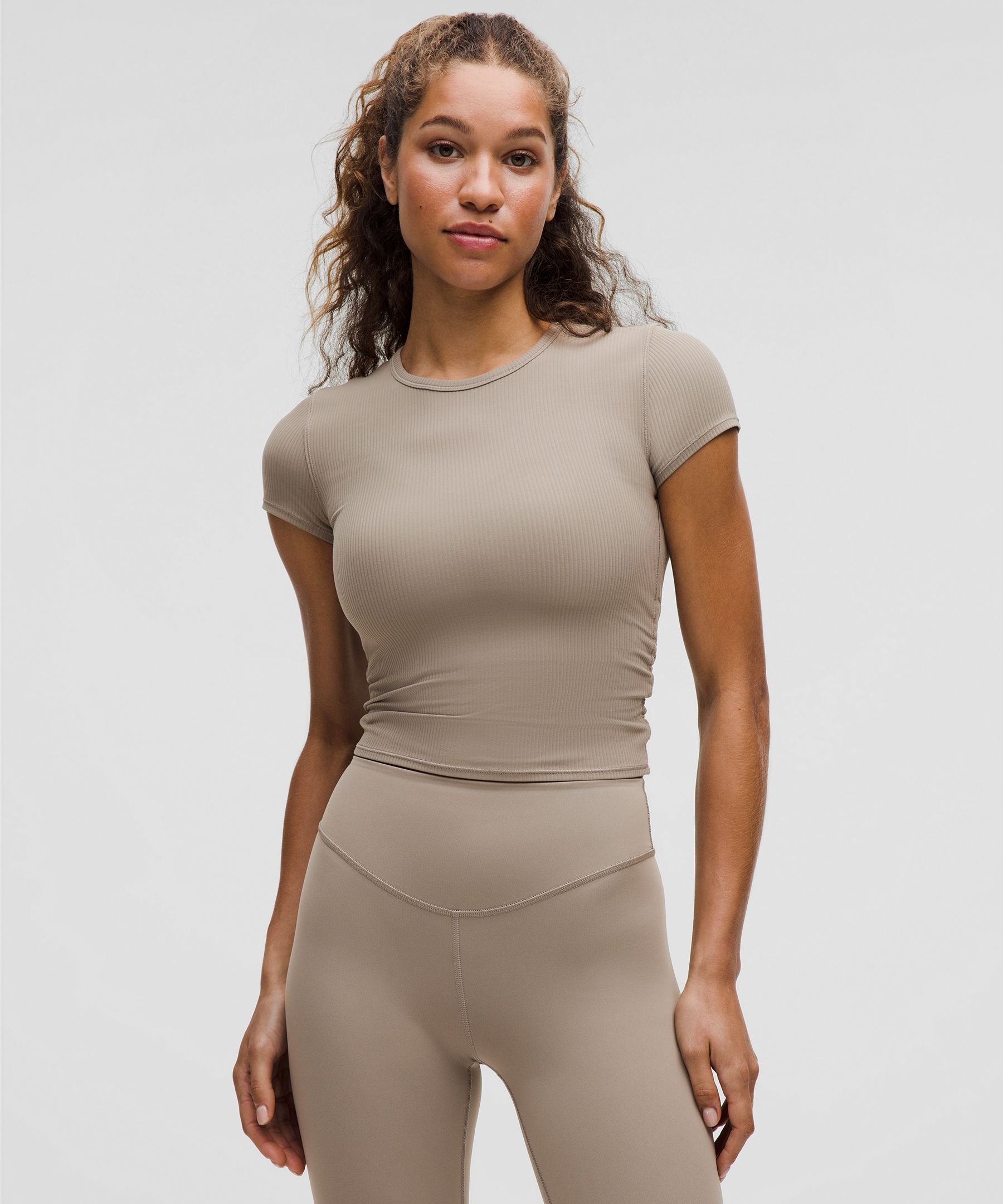 All It Takes Back-Twist Ribbed Short-Sleeve Shirt