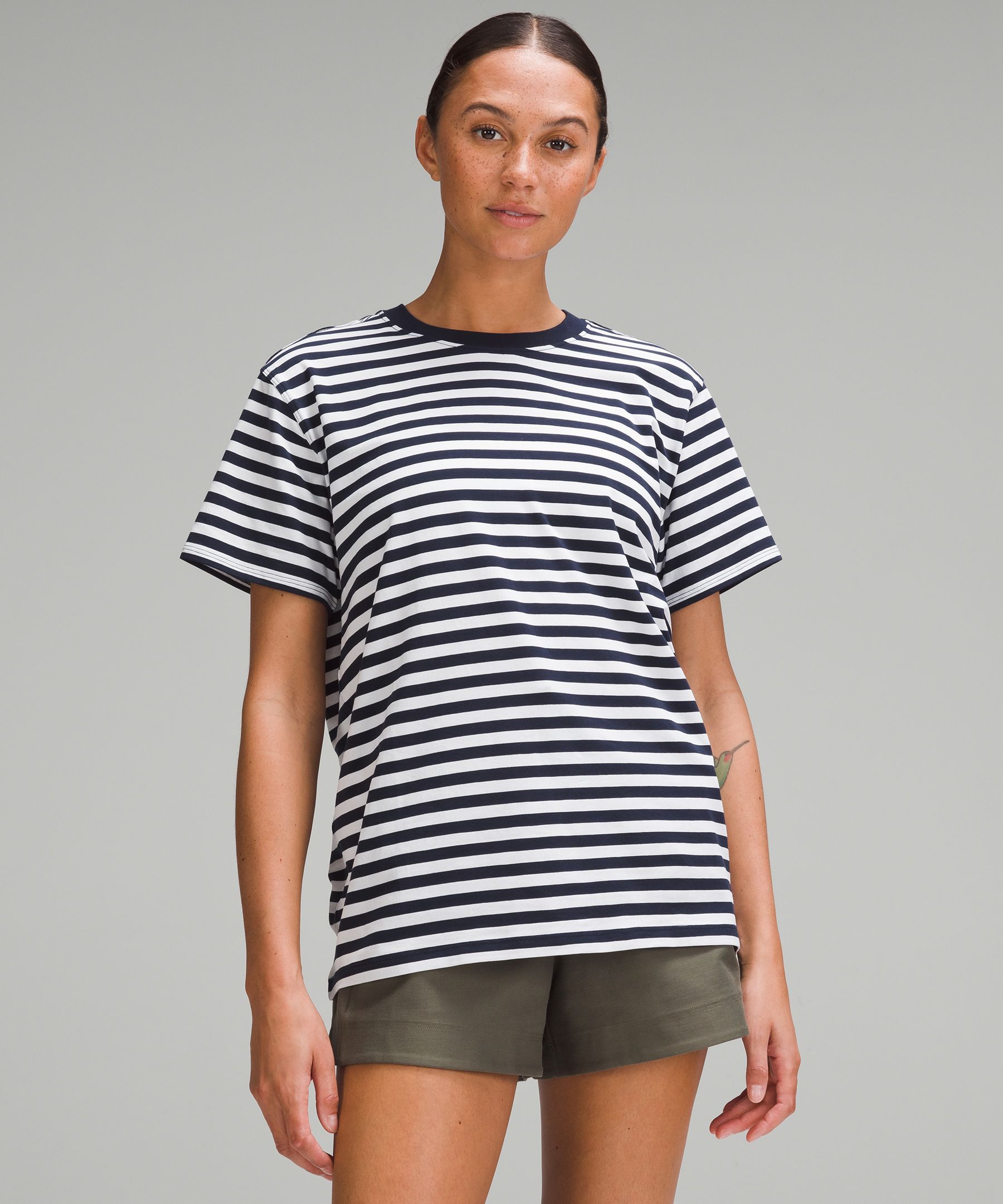 Relaxed Striped T-shirt, Short Sleeve Tops