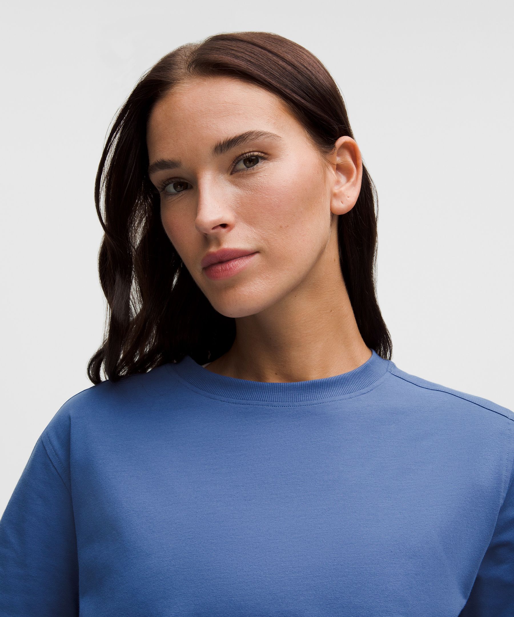 Lululemon All Yours Organic Cotton Cropped T-shirt In Blue