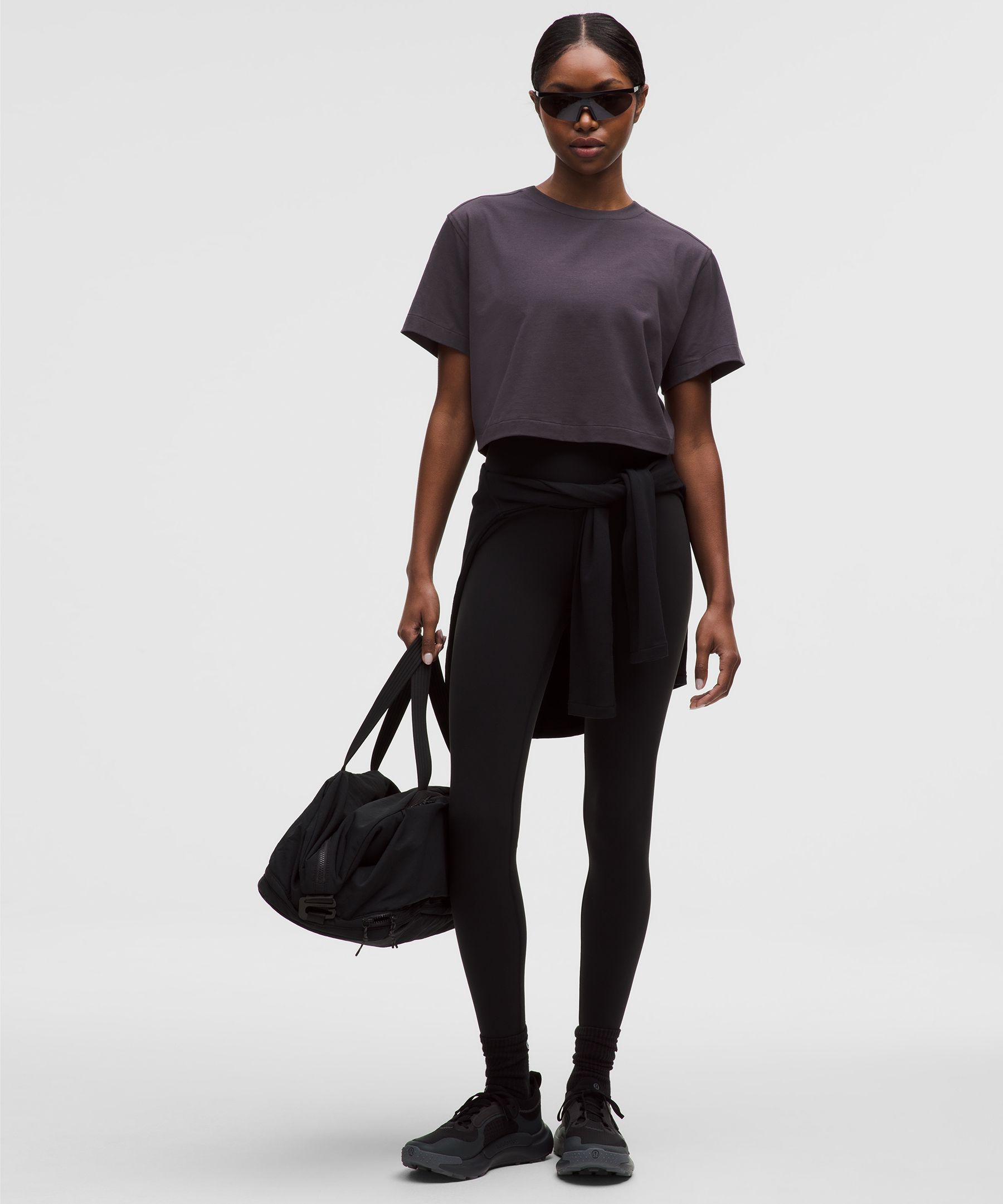 Lululemon All Yours Organic Cotton Cropped T-shirt In Purple