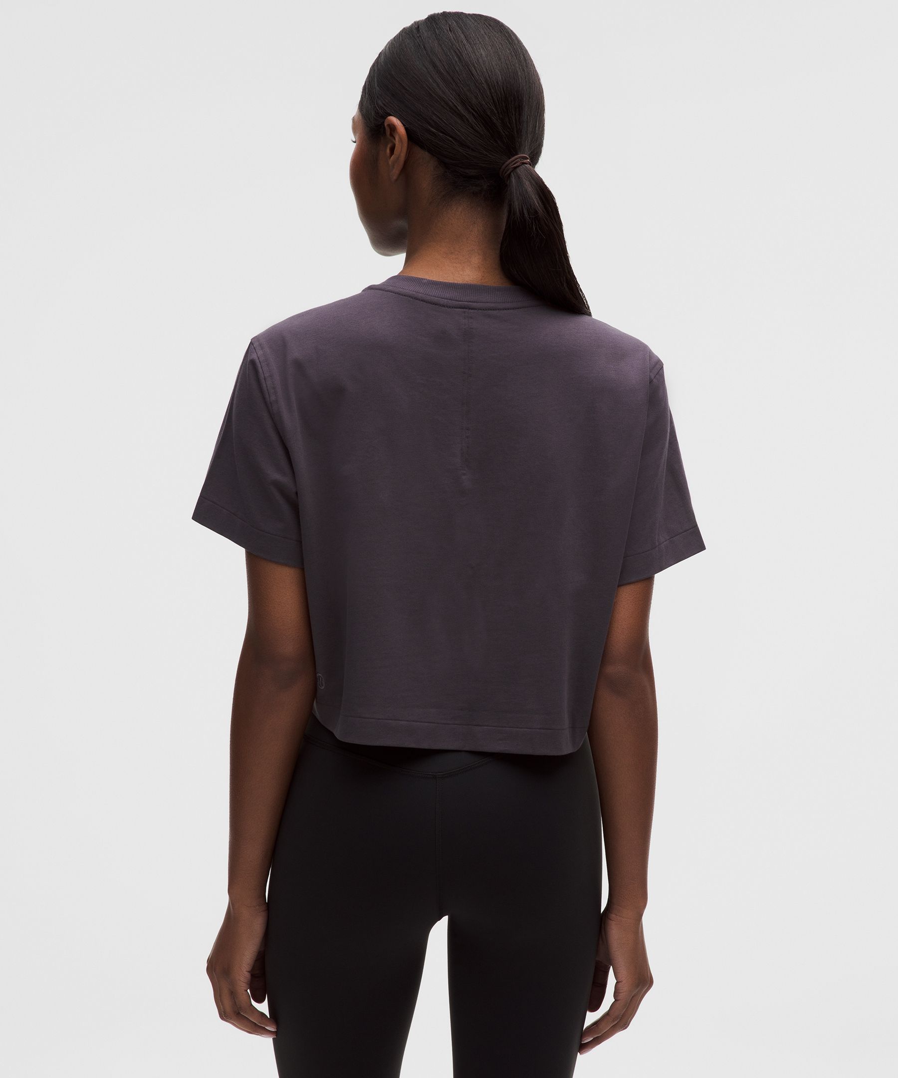 Lululemon All Yours Organic Cotton Cropped T-shirt In Purple