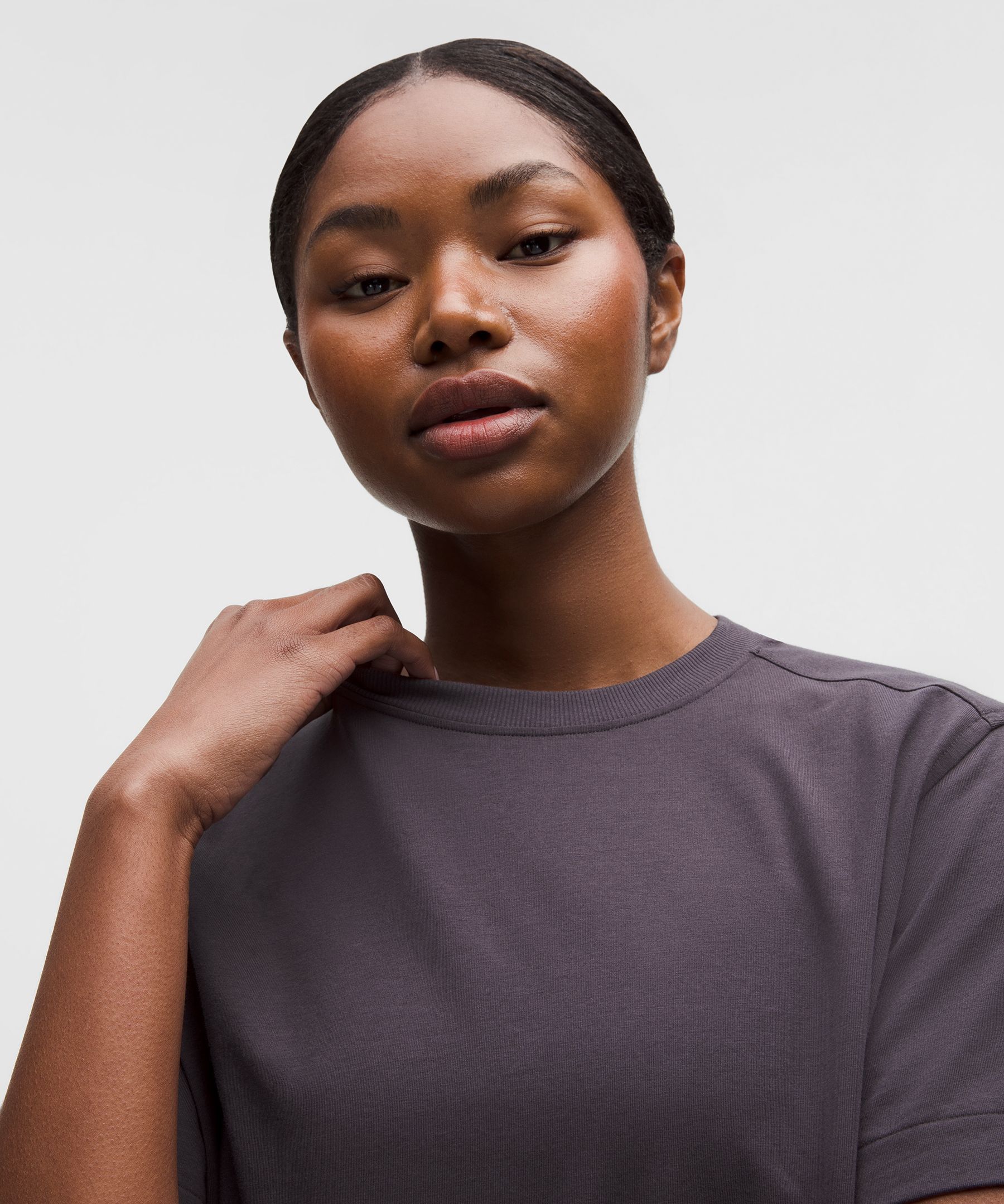 Lululemon All Yours Organic Cotton Cropped T-shirt In Purple