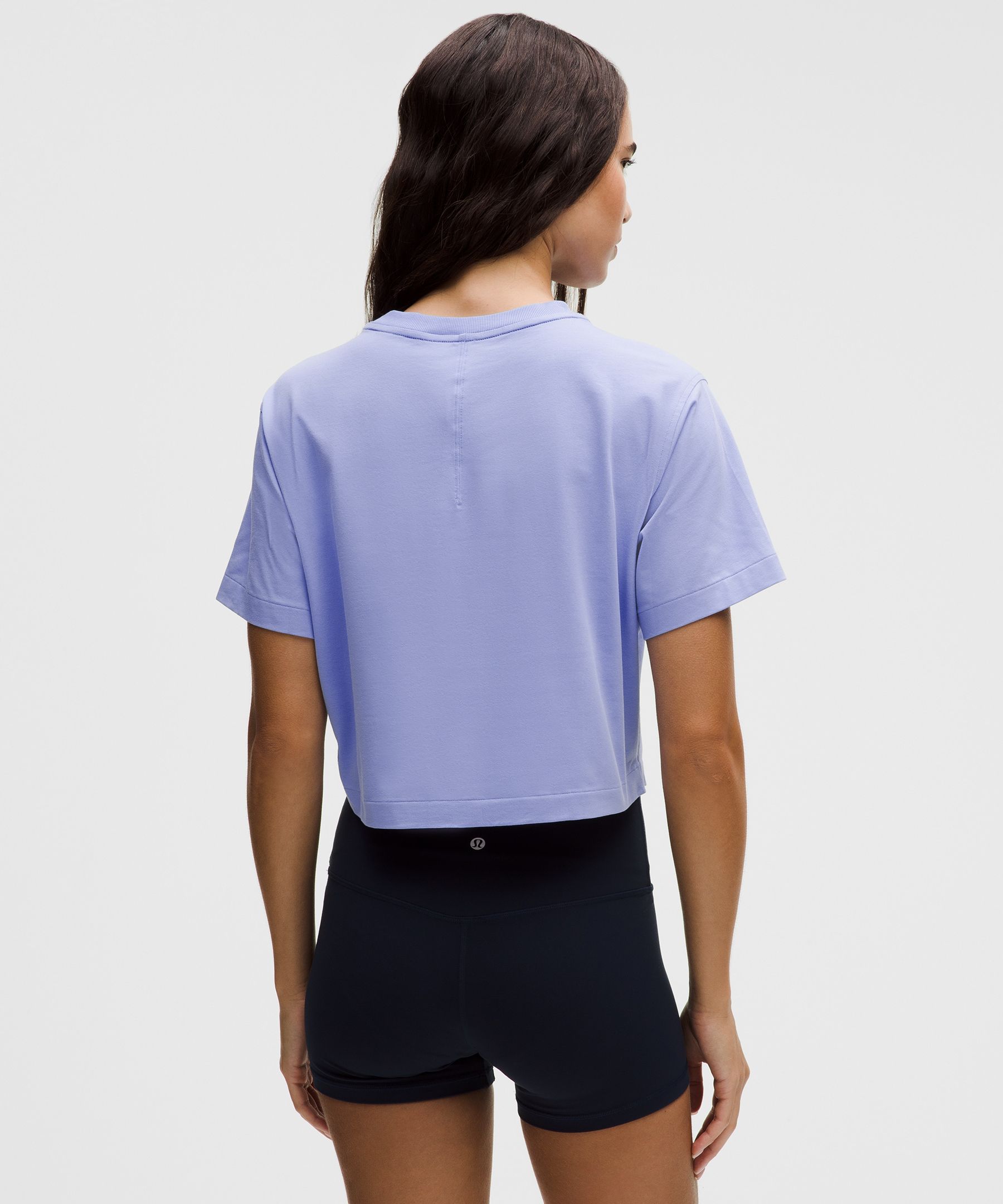 Lululemon All Yours Organic Cotton Cropped T-shirt In Blue