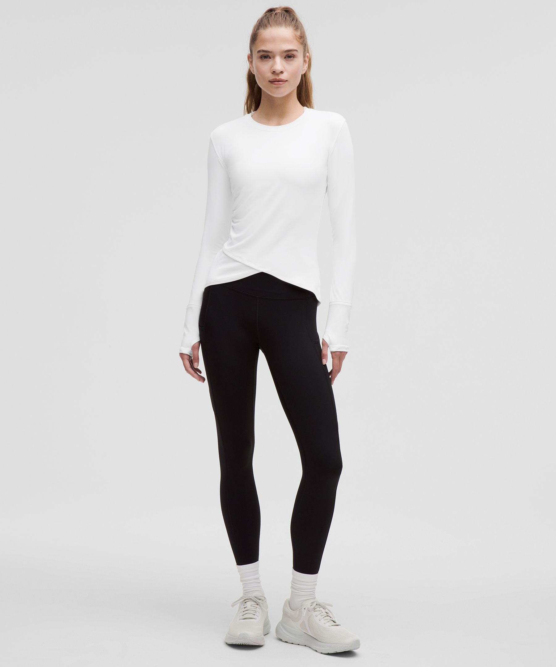 Rulu Gathered-Waist Long-Sleeve Running Top | Women's Long Sleeve Shirts