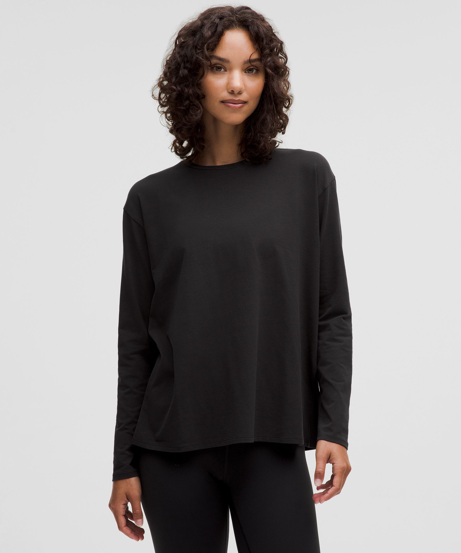 Twist-Back Relaxed-Fit Long-Sleeve Shirt - Black,Neutral