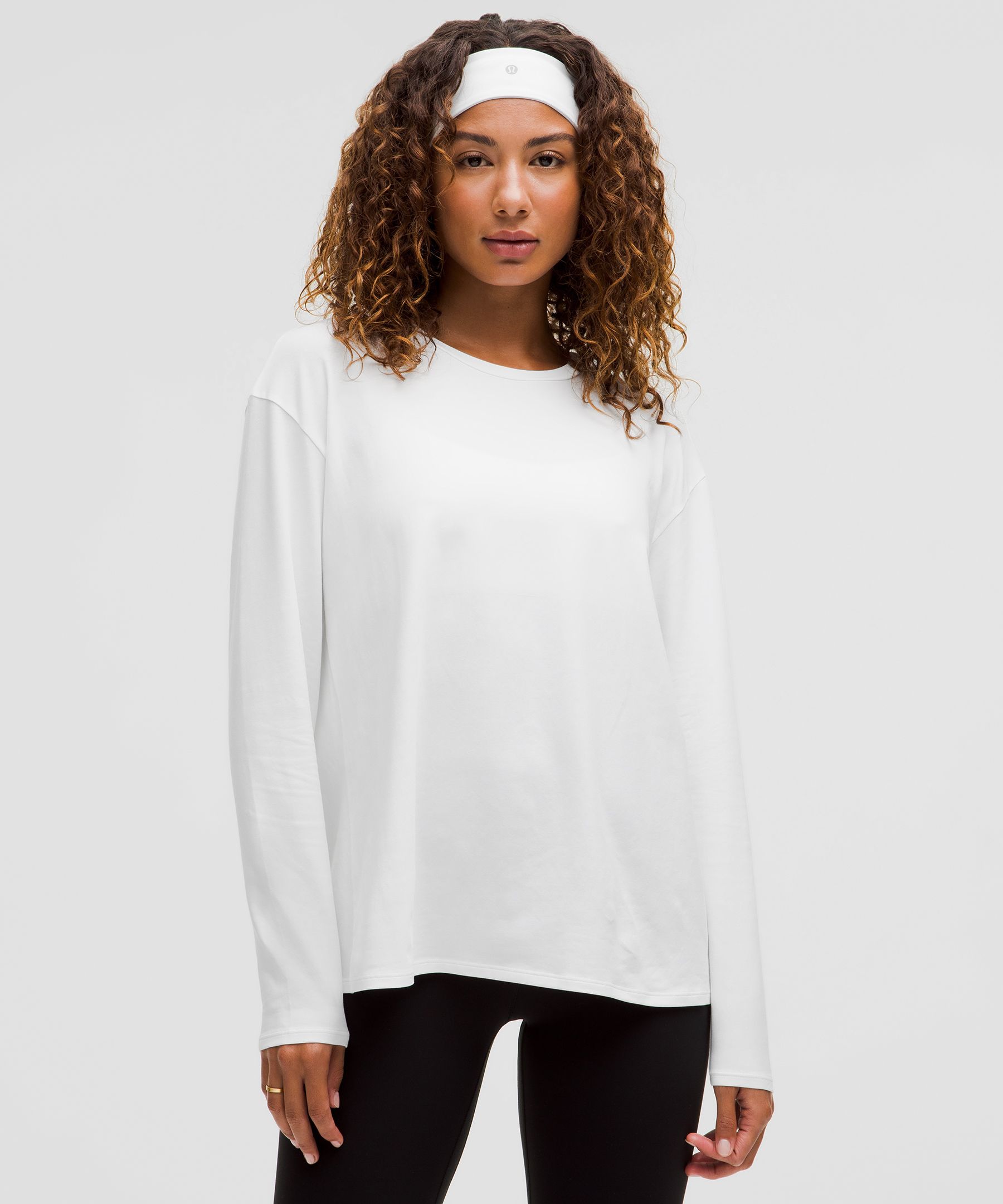 Twist-Back Relaxed-Fit Long-Sleeve Shirt - White,Neutral