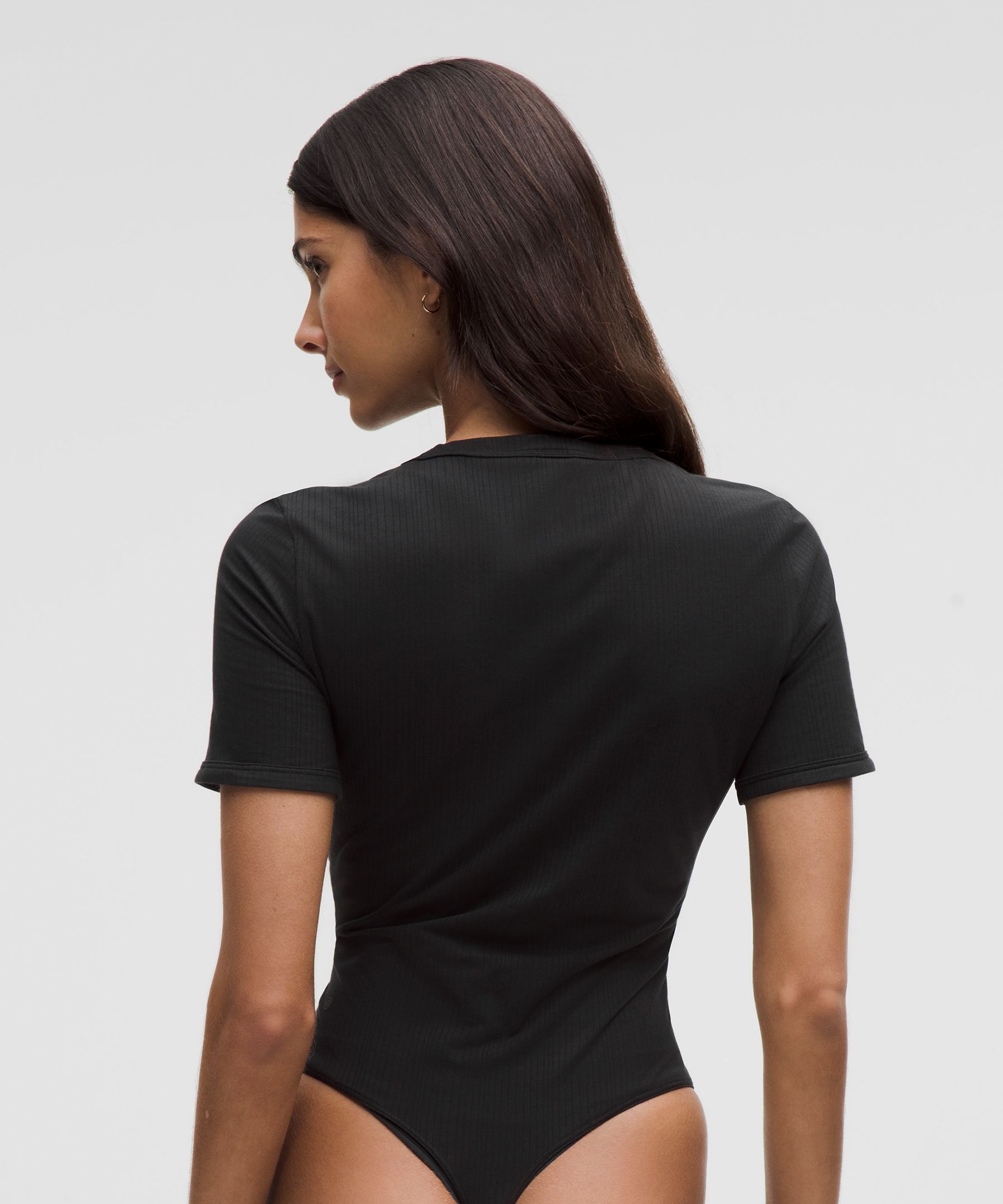 Stretch Cotton Ribbed Short-Sleeve Bodysuit | Women's Bodysuits