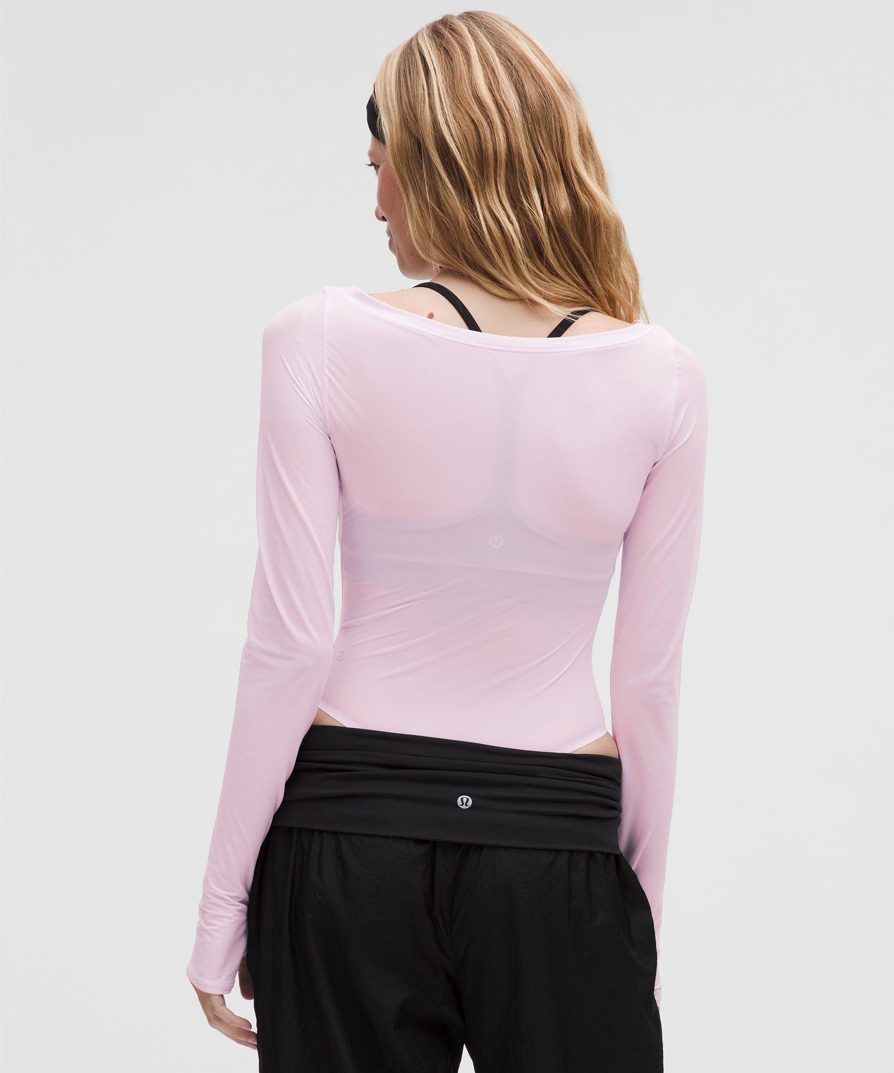 Wundermost Ultra-Soft Nulu Mesh Boatneck Long-Sleeve Bodysuit