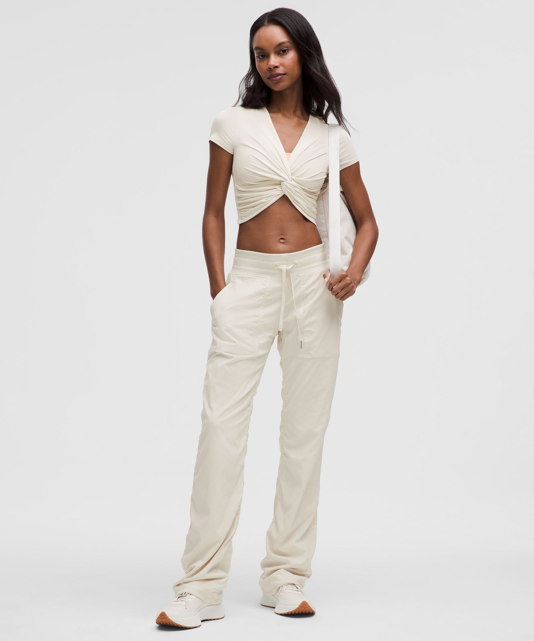 Modal-Silk Twist-Front Cropped T-Shirt | Women's Short Sleeve