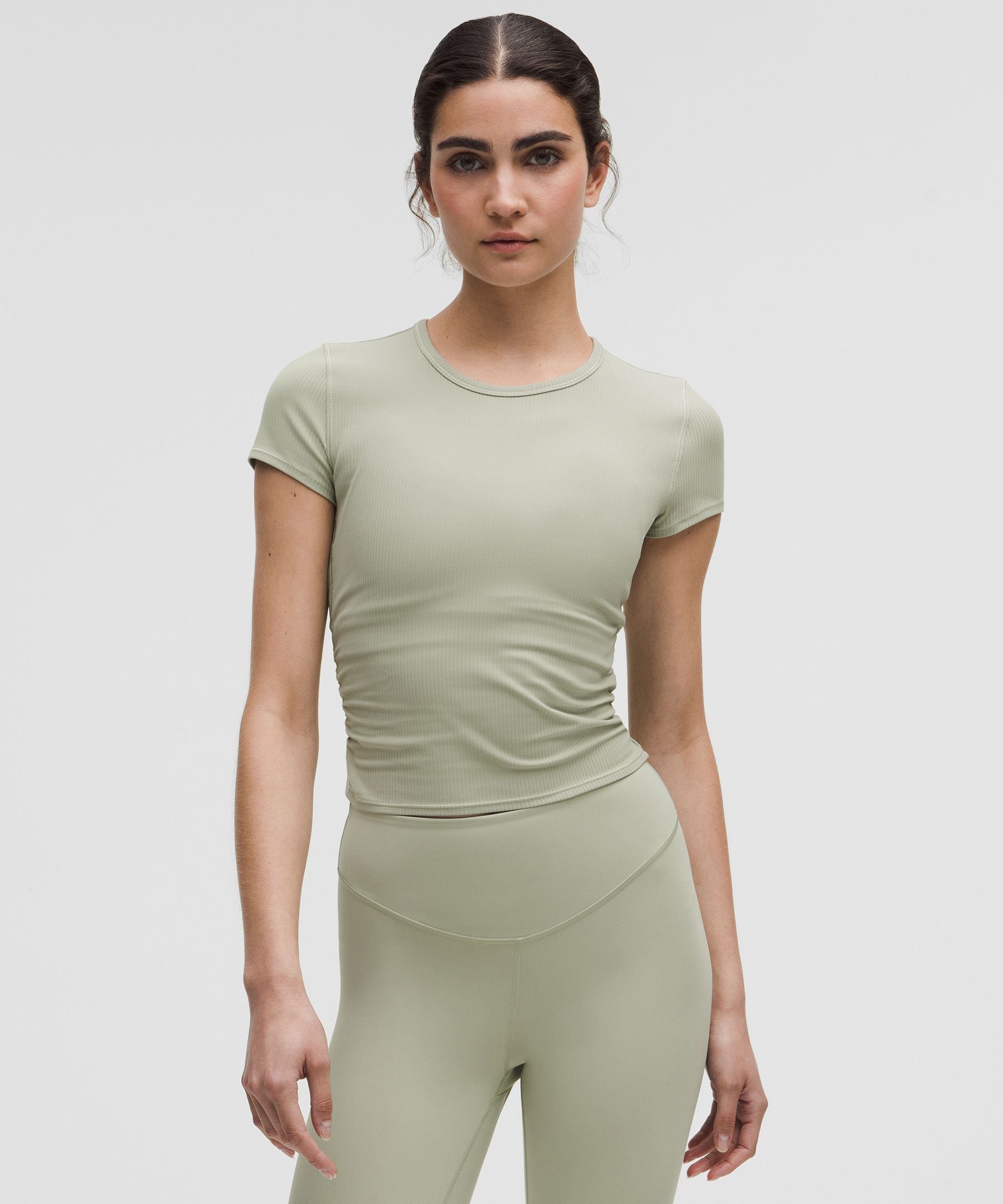 All It Takes Back-Twist Ribbed Short-Sleeve Shirt