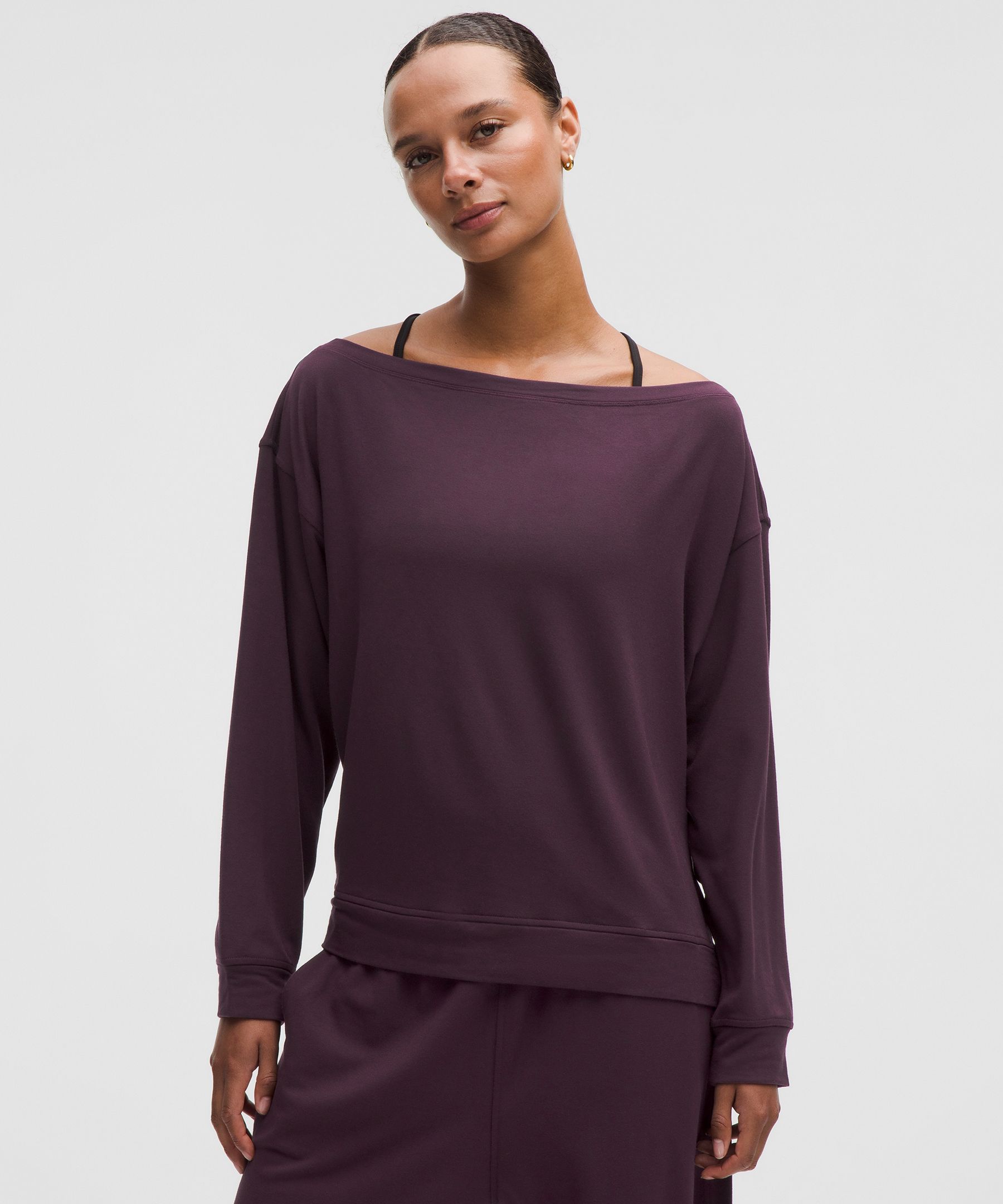 BeCalm Oversized Boatneck Long-Sleeve Shirt | Women's Hoodies & Sweatshirts