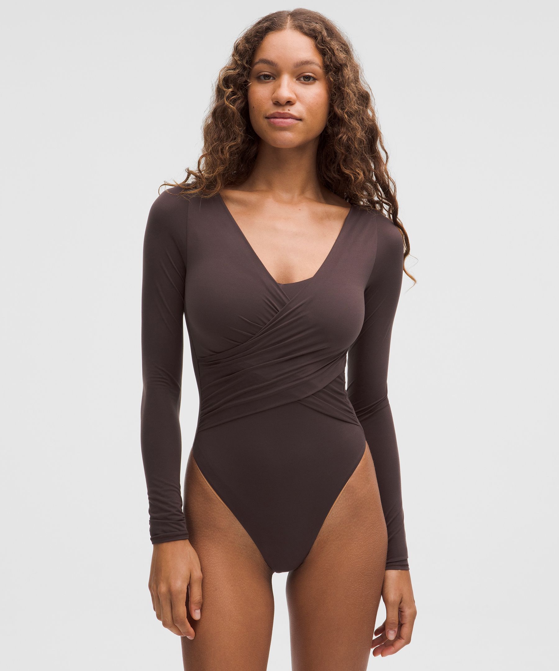 Lululemon Wundermost Ultra-soft Nulu Wrap-front Long-sleeve Bodysuit