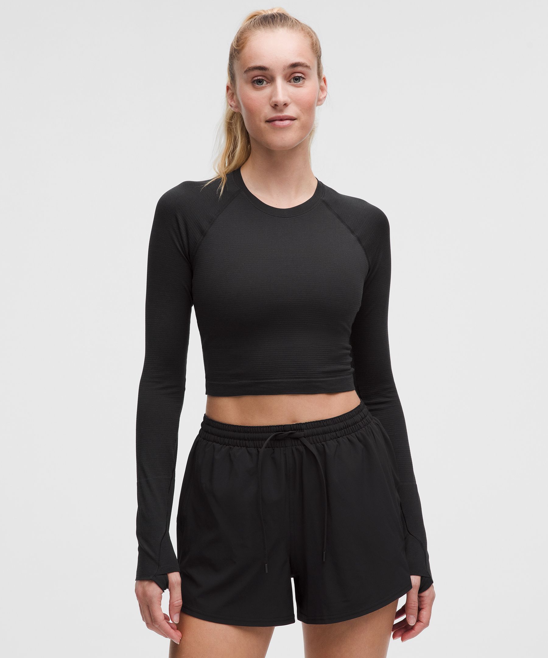 Swiftly Tech Cropped Long-Sleeve Shirt 2.0 - Black