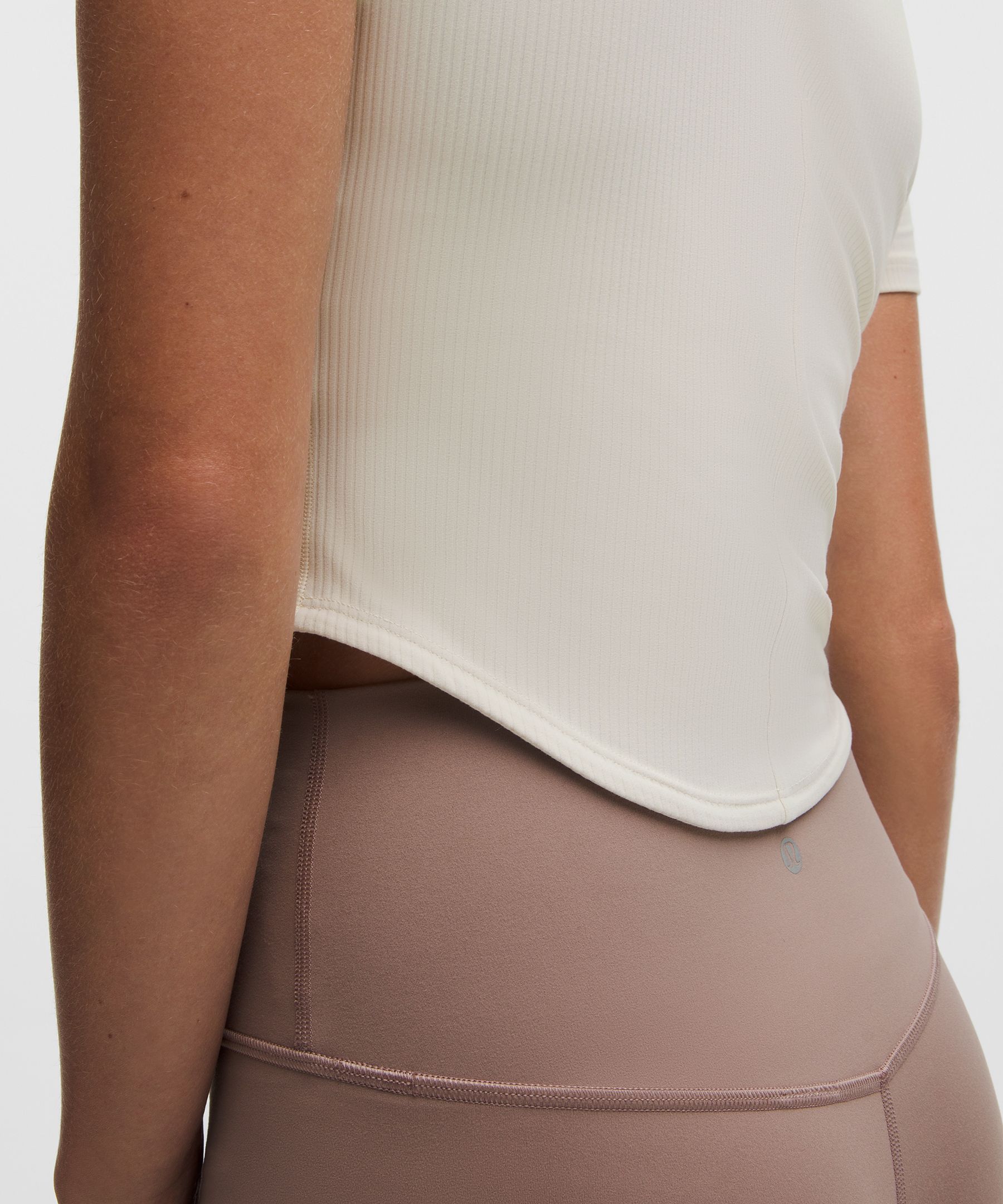 Ribbed Nulu Split-Neck Short-Sleeve Shirt