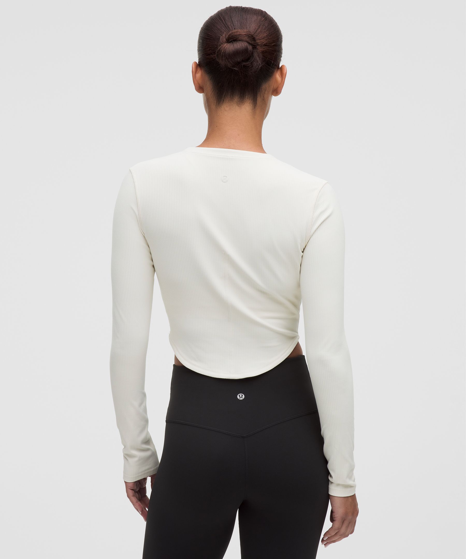 Ribbed Nulu Split-Neck Long-Sleeve Shirt