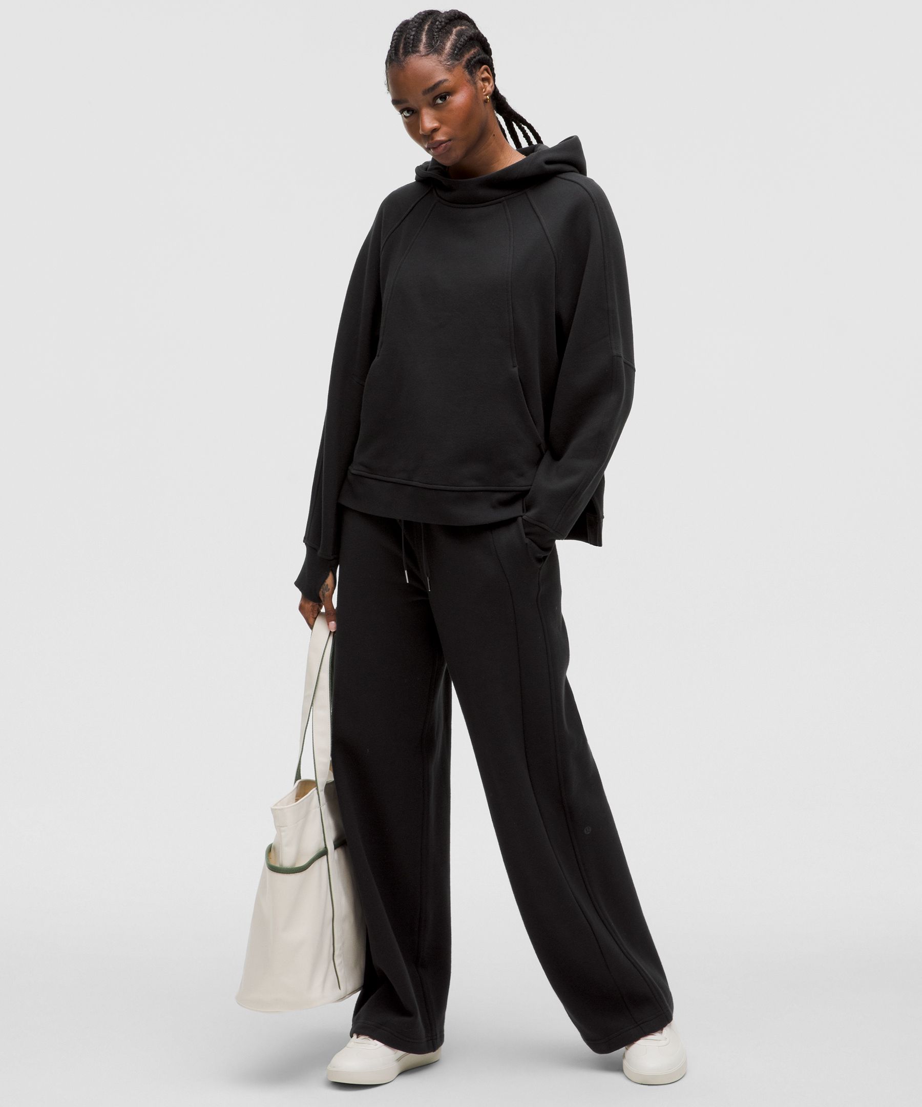 Scuba Oversized Side-Slit Hoodie in Black