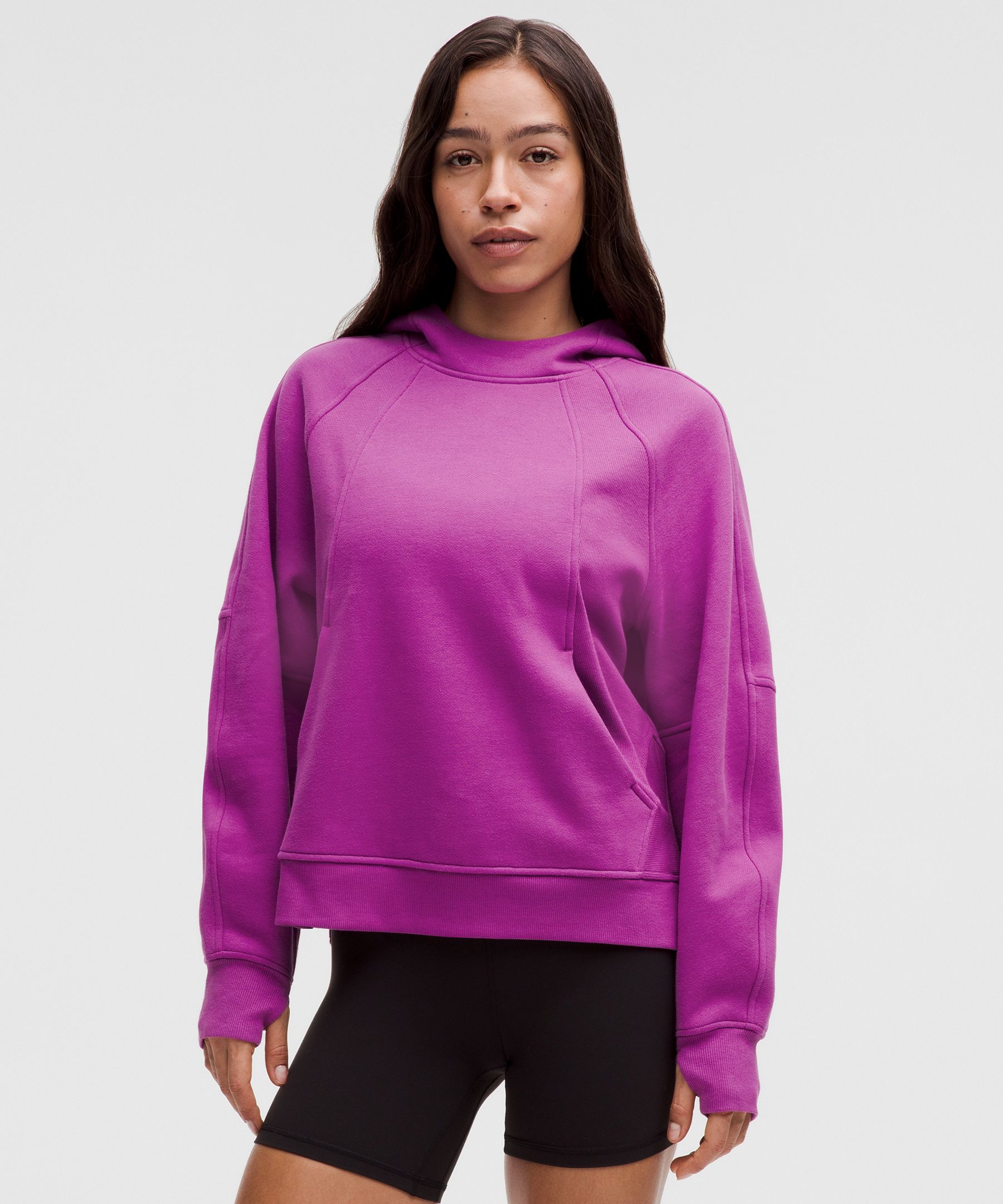 Scuba Oversized Side-Slit Hoodie - Purple