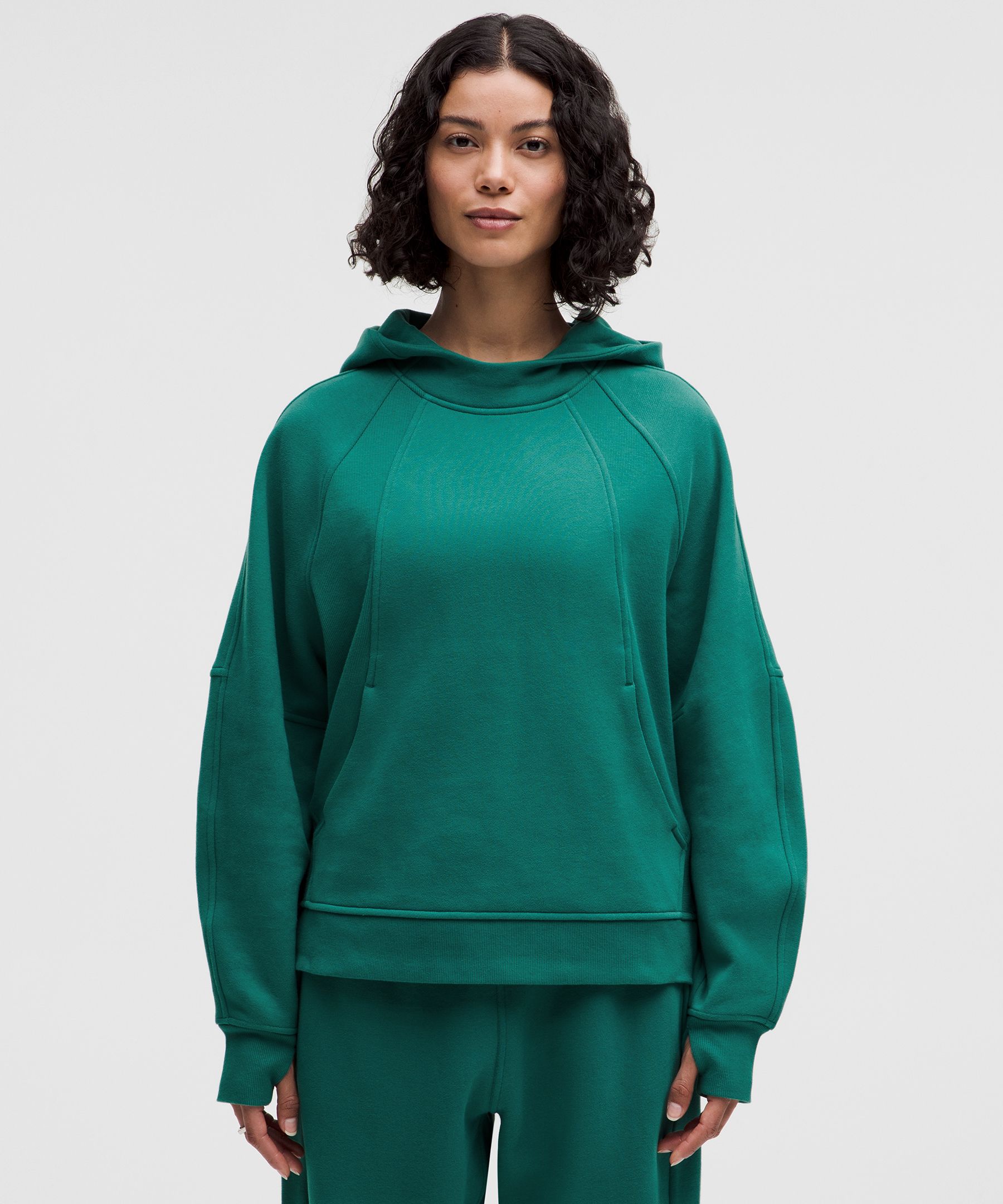 Scuba Oversized Side-Slit Hoodie - Green