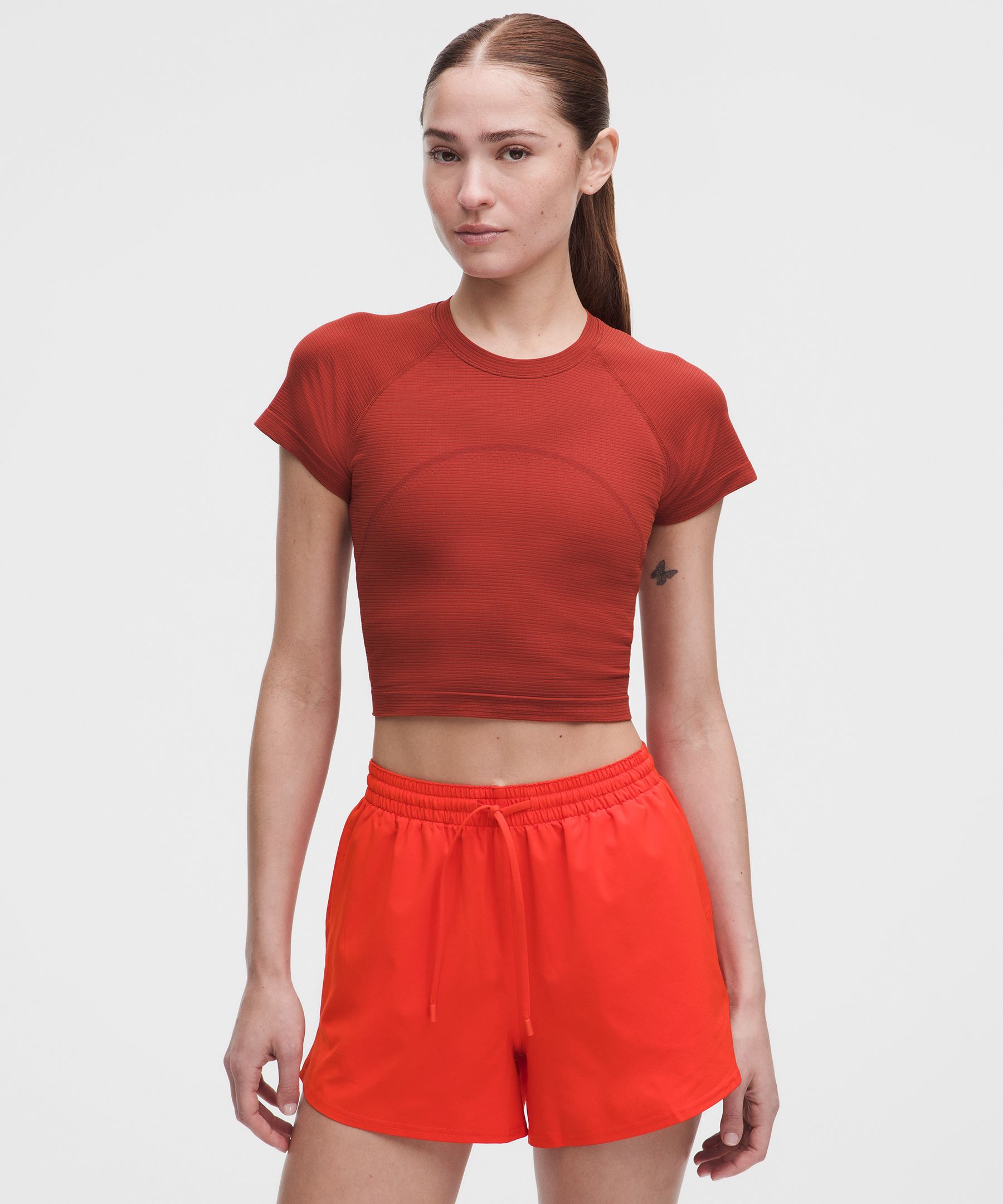 lululemon – Women’s Swiftly Tech Cropped Short-Sleeve Shirt 2.4 – Color Red – Size 4