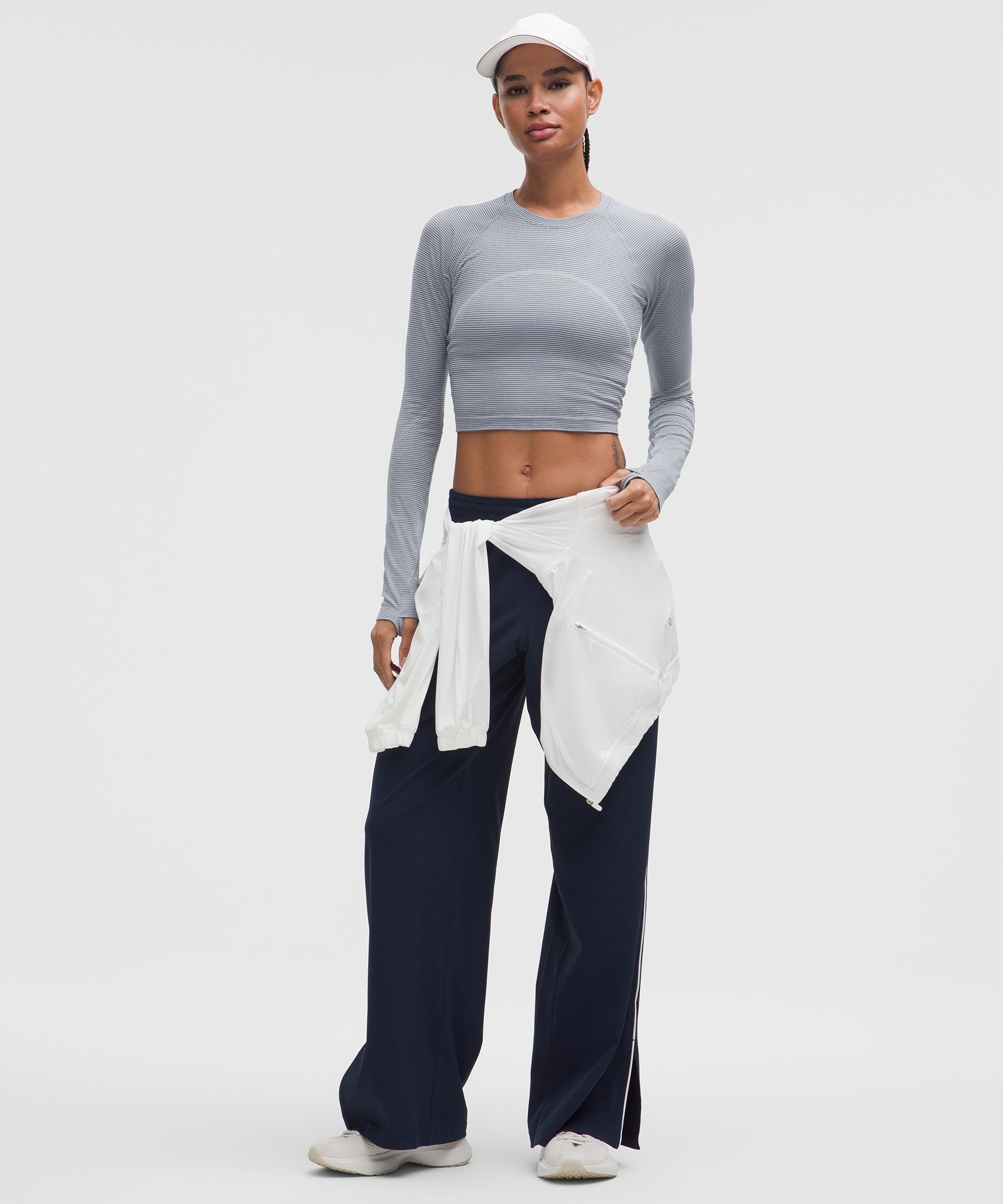 Lululemon Swiftly Tech Cropped Long-sleeve Shirt 2.0 In Blue