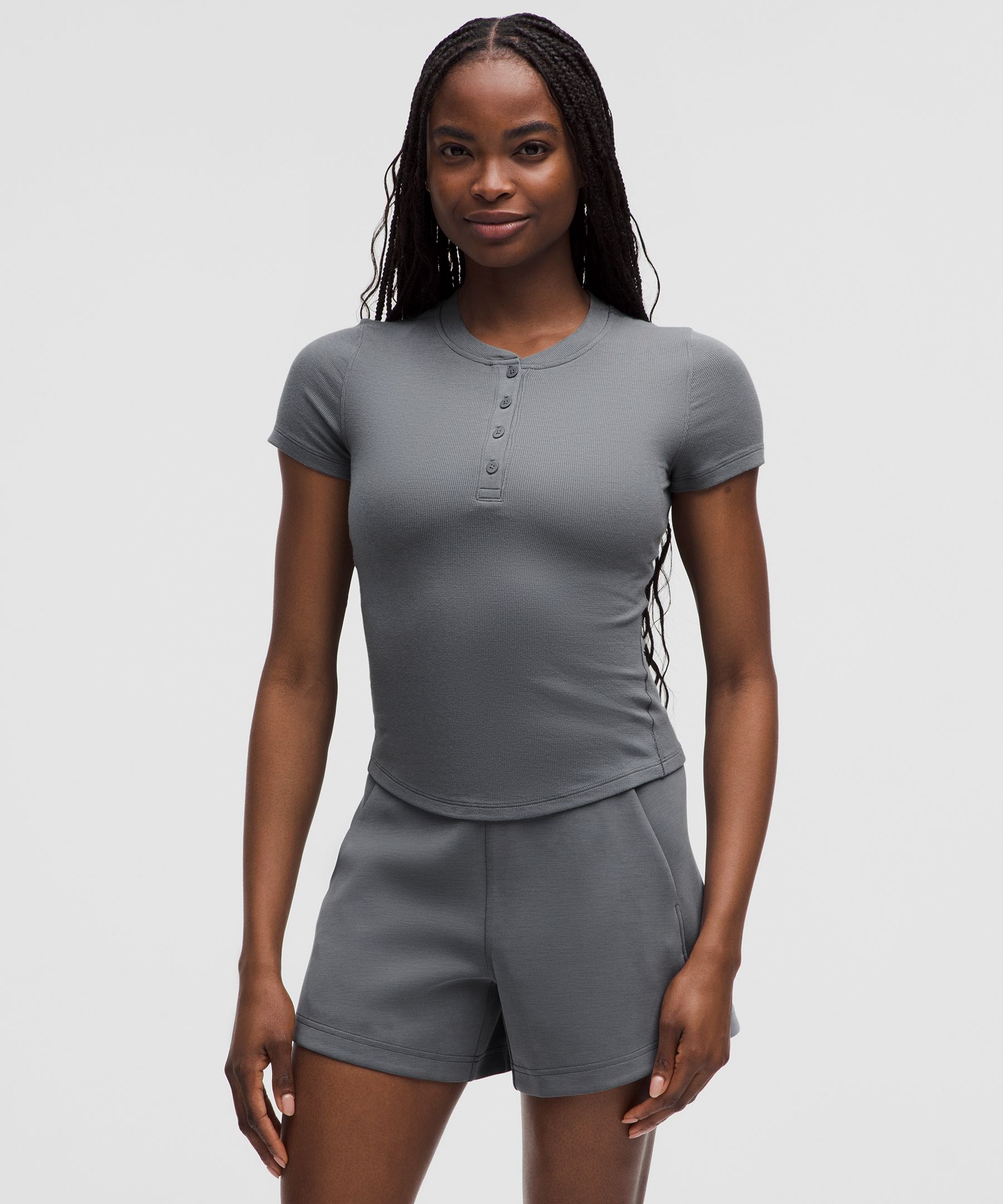 lululemon – T-Shirt henley Hold Tight pour Femmes – Gris – Taille 14