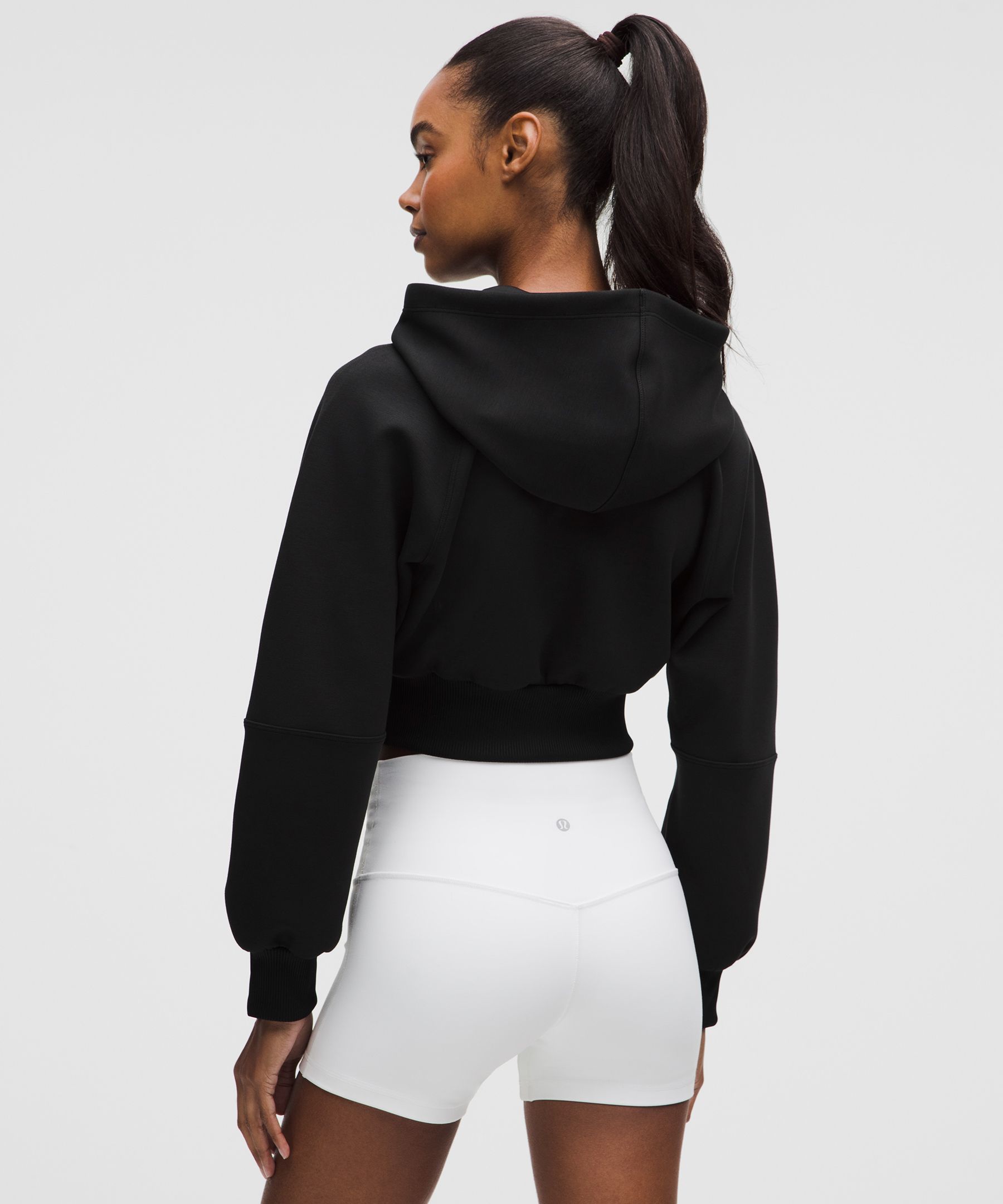 Lululemon Smooth Spacer Cropped Hoodie In Black