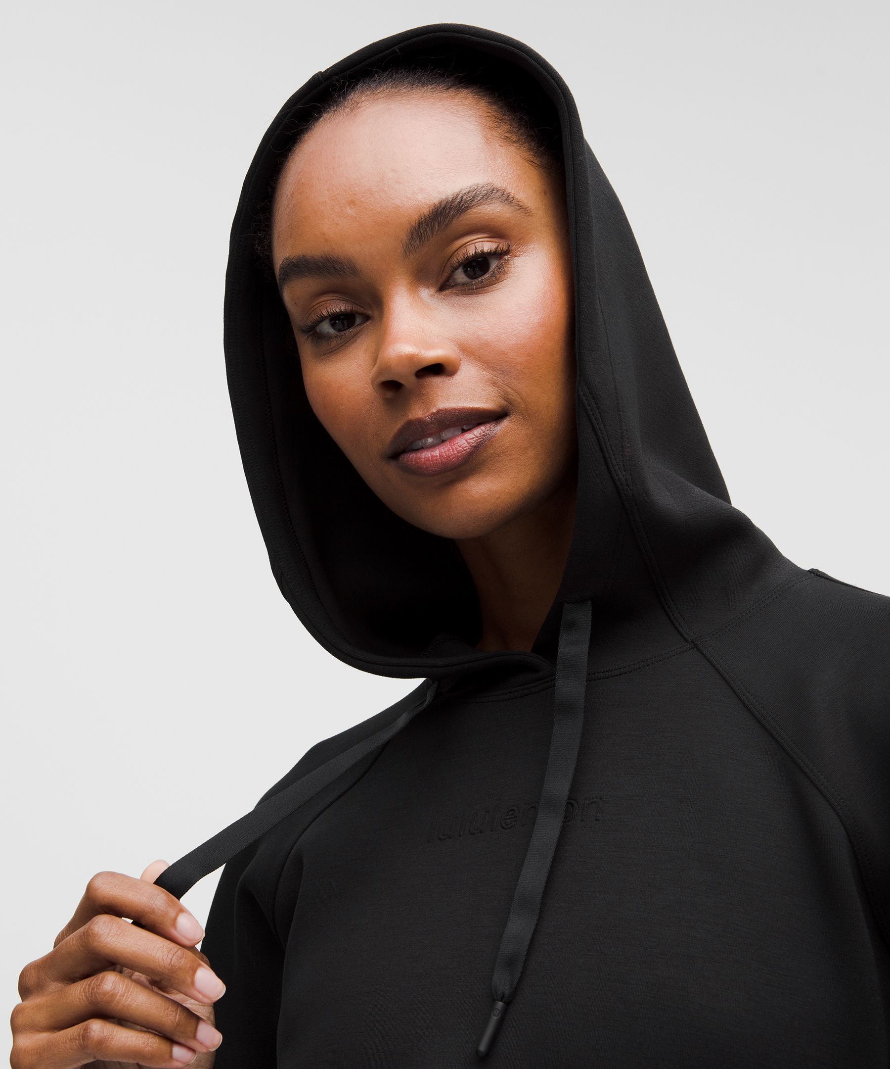 Lululemon Smooth Spacer Cropped Hoodie In Black