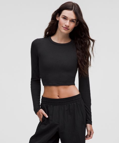 Женская укороченная рубашка Lululemon Hold Tight с длинным рукавом