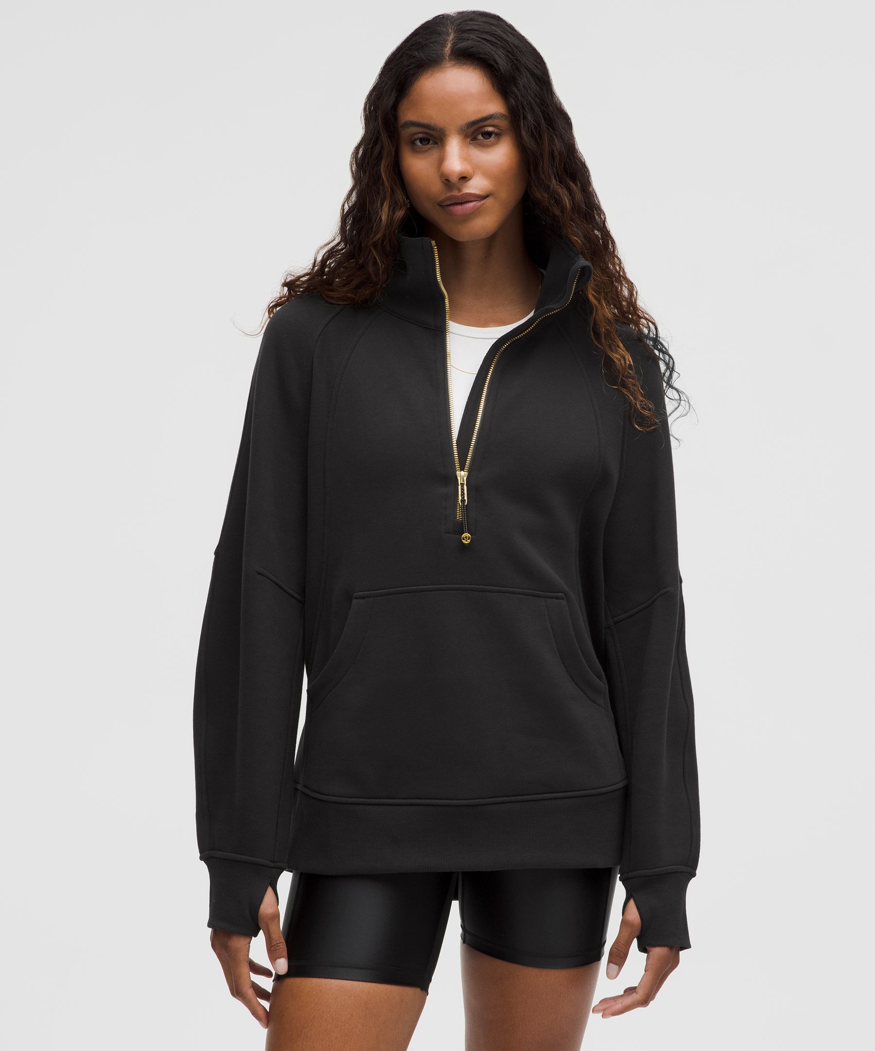 Scuba Oversized Funnel-Neck Half Zip Long