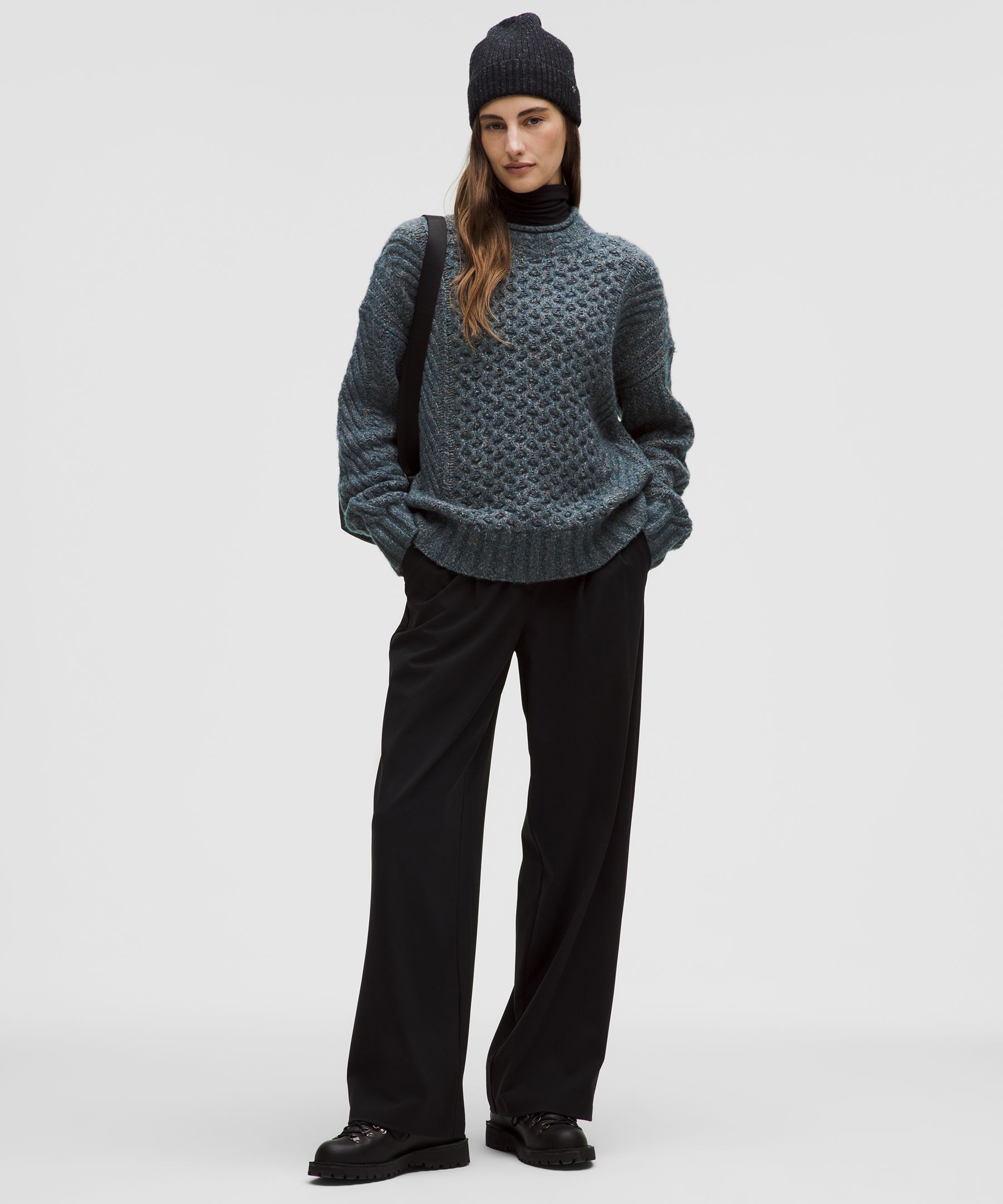 Lululemon Wool-blend Cable-knit Sweater In Gray