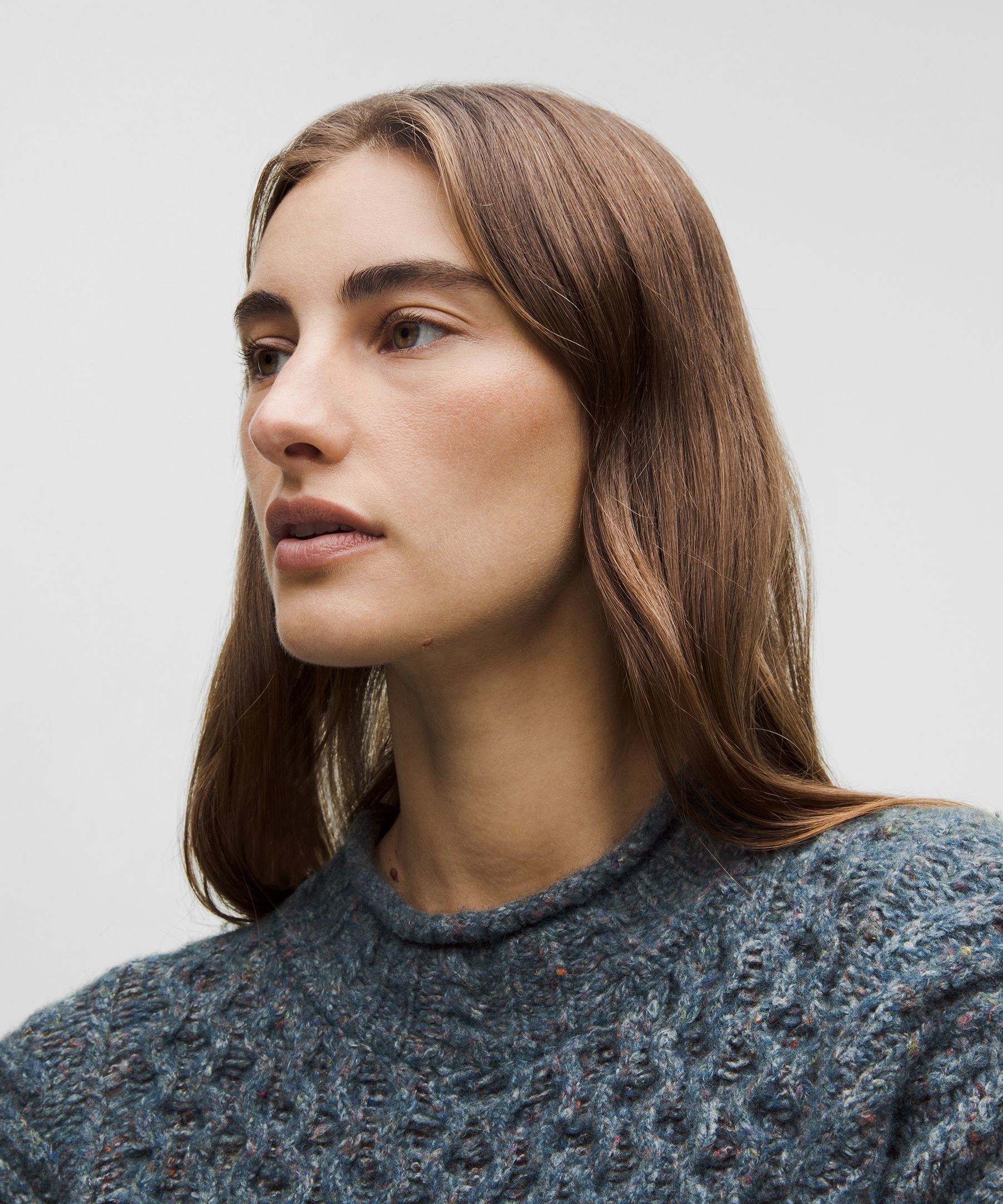 Lululemon Wool-blend Cable-knit Sweater In Gray