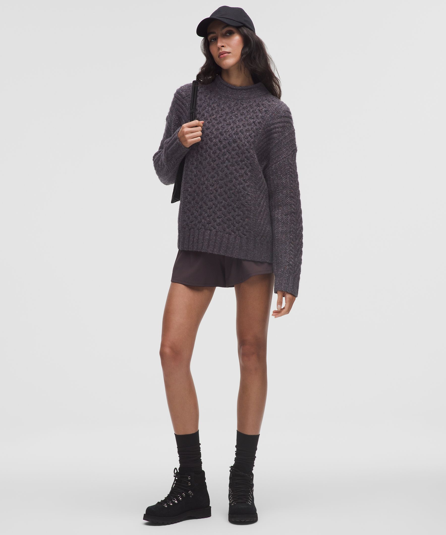 Lululemon Wool-blend Cable-knit Sweater In Gray