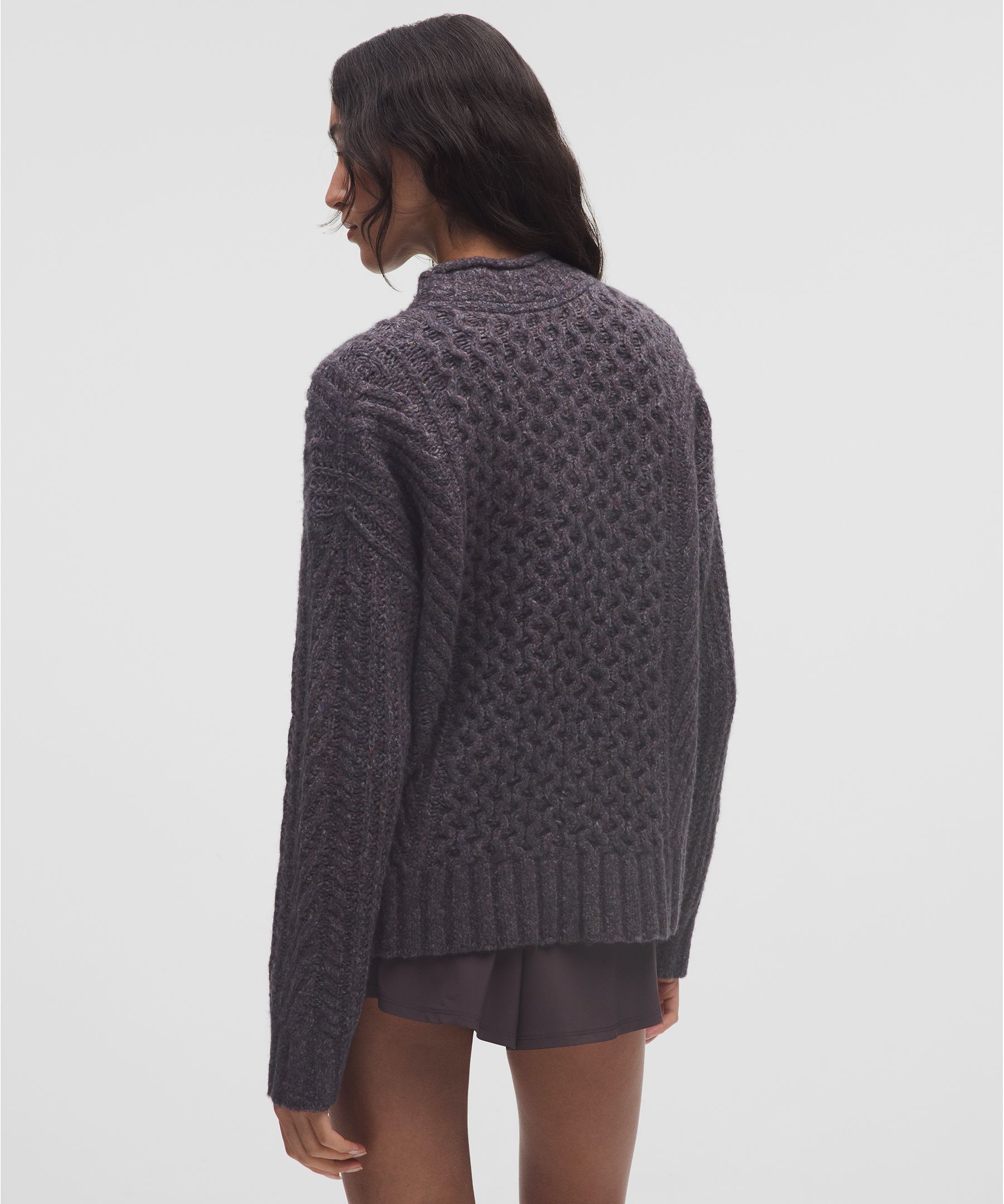 Lululemon Wool-blend Cable-knit Sweater In Gray