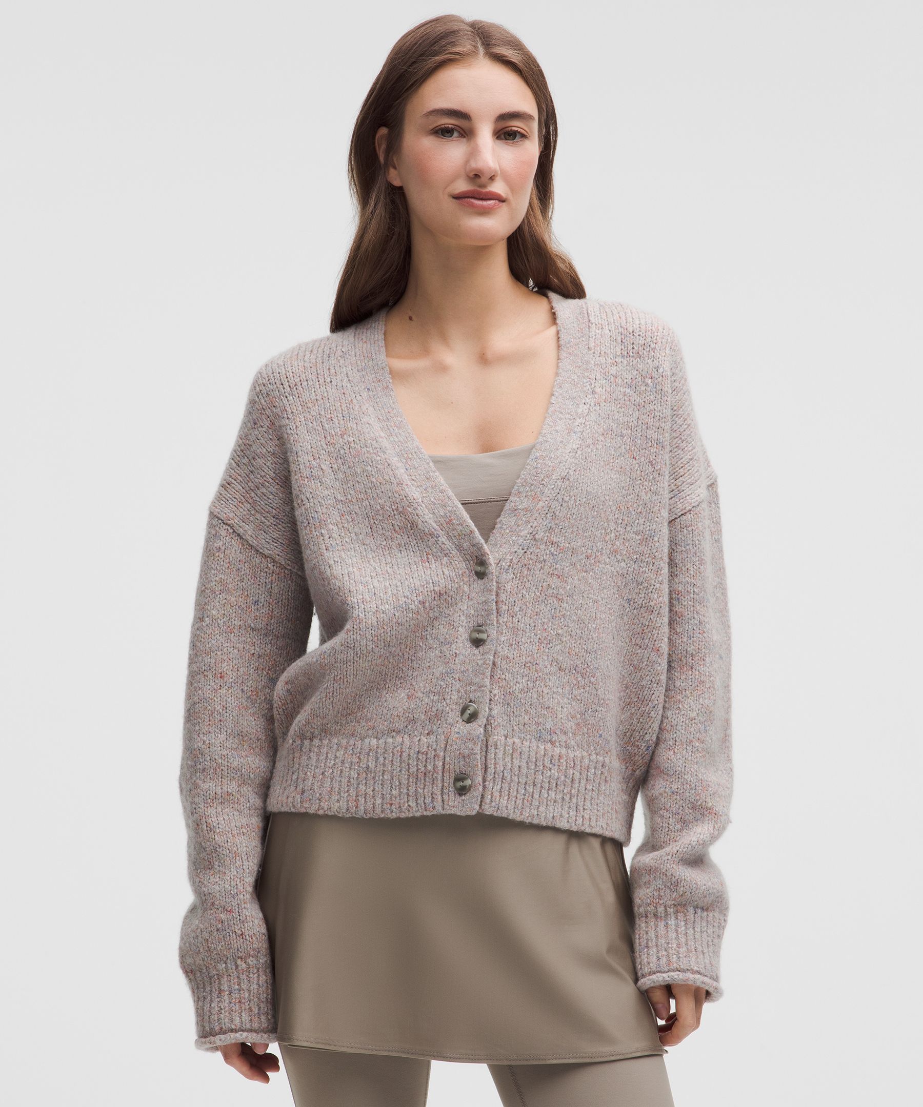 Wool-Blend Button-Up Cardigan