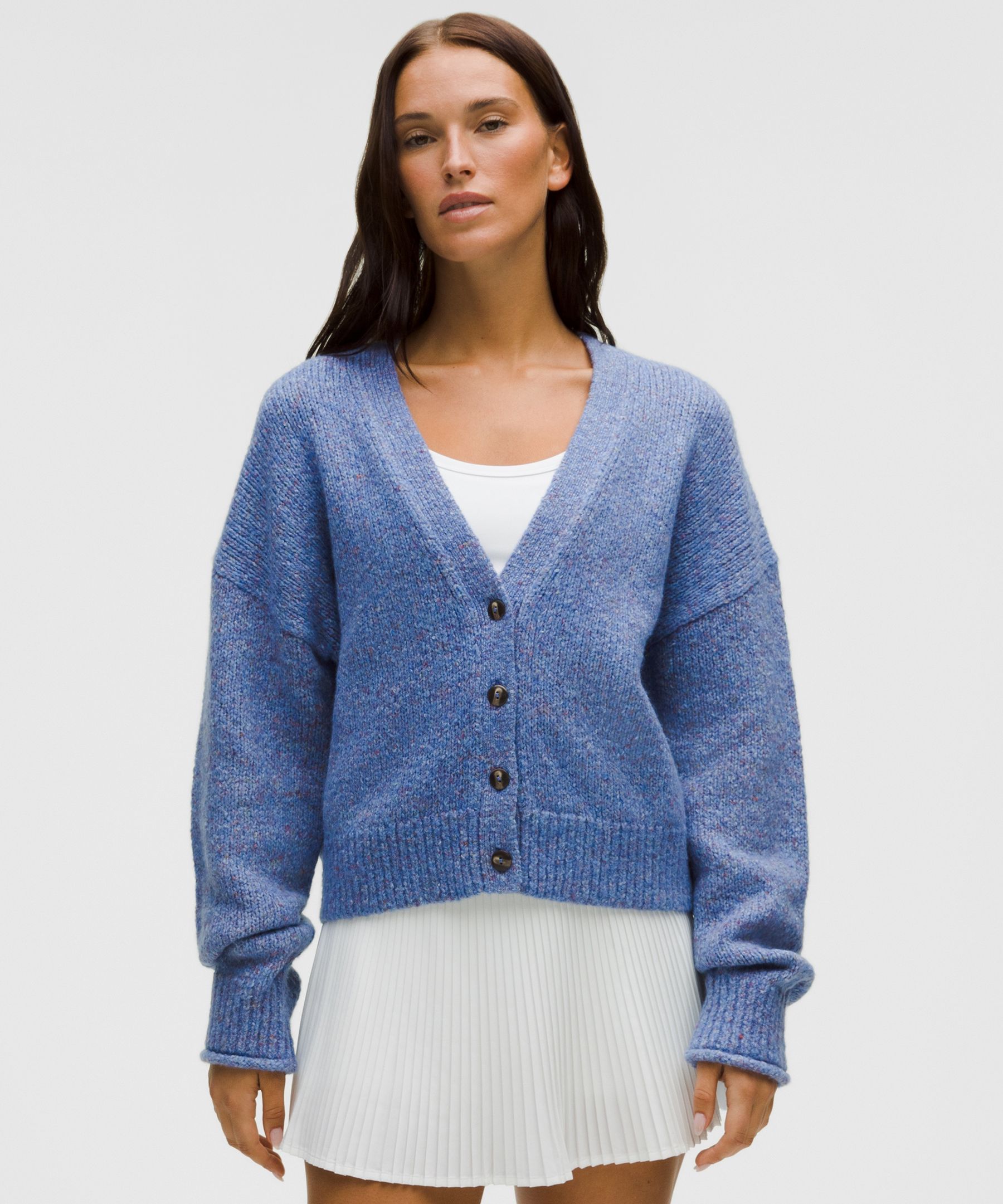 Lululemon Wool-blend Button-up Cardigan In Blue