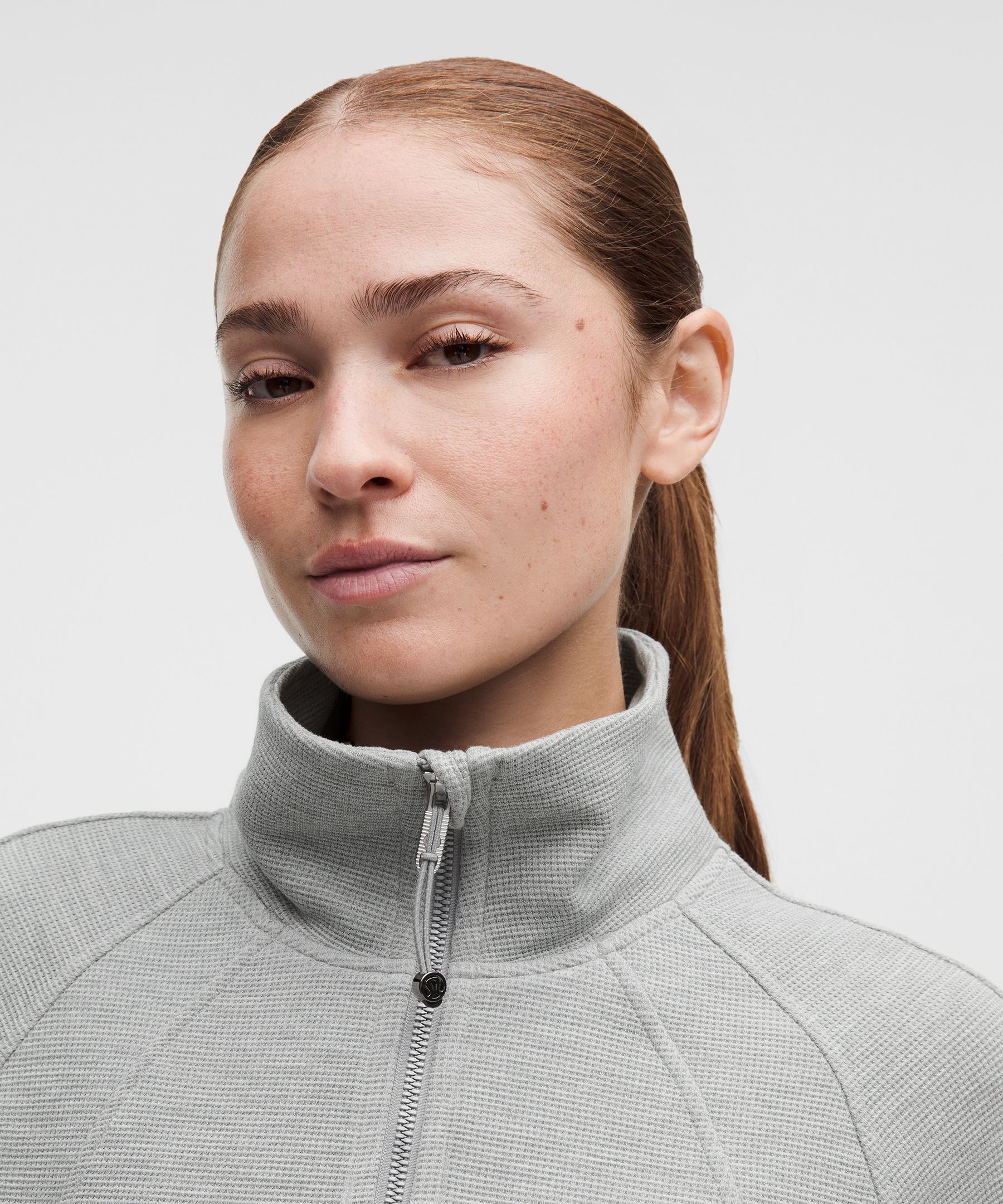 Scuba Cropped Funnel-Neck Half Zip *Waffle